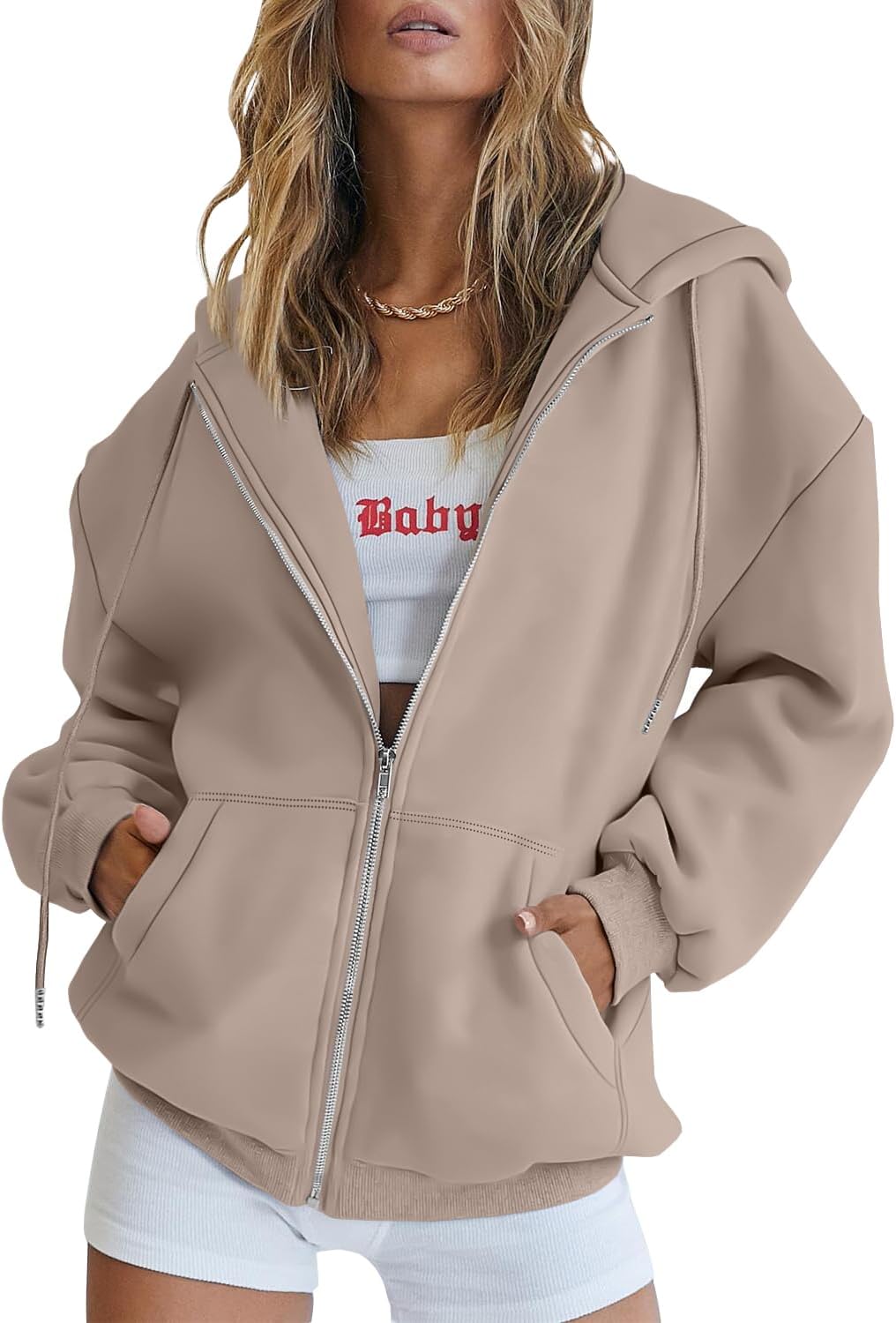 Detalle 2 de EFAN Women's Fleece Zip-Up Hoodie