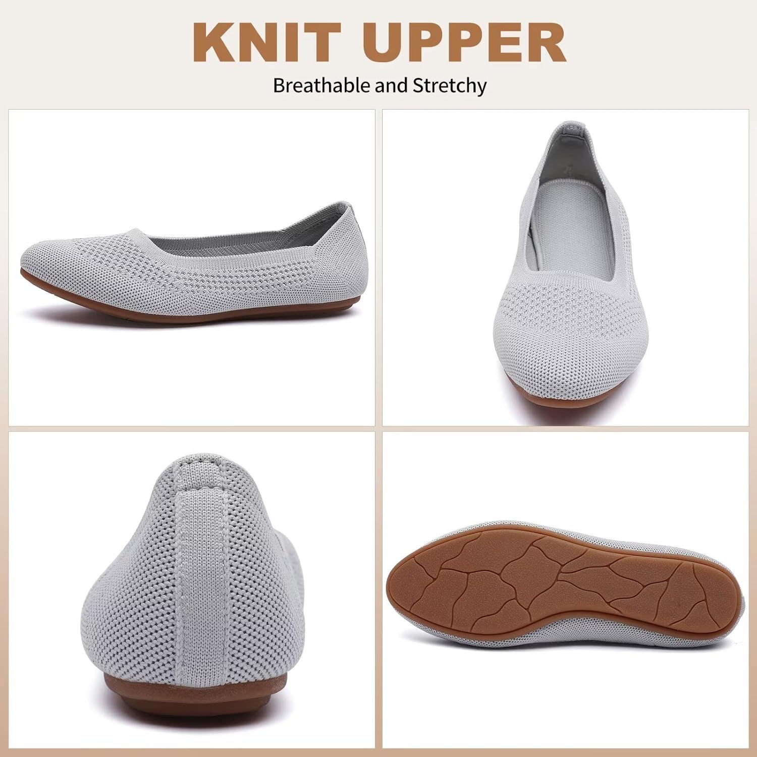 Thumbnail 4 de Puxowe Women’s Ballet Flats Shoes Slip On Knit Dress Shoes – Round Toe Comfort