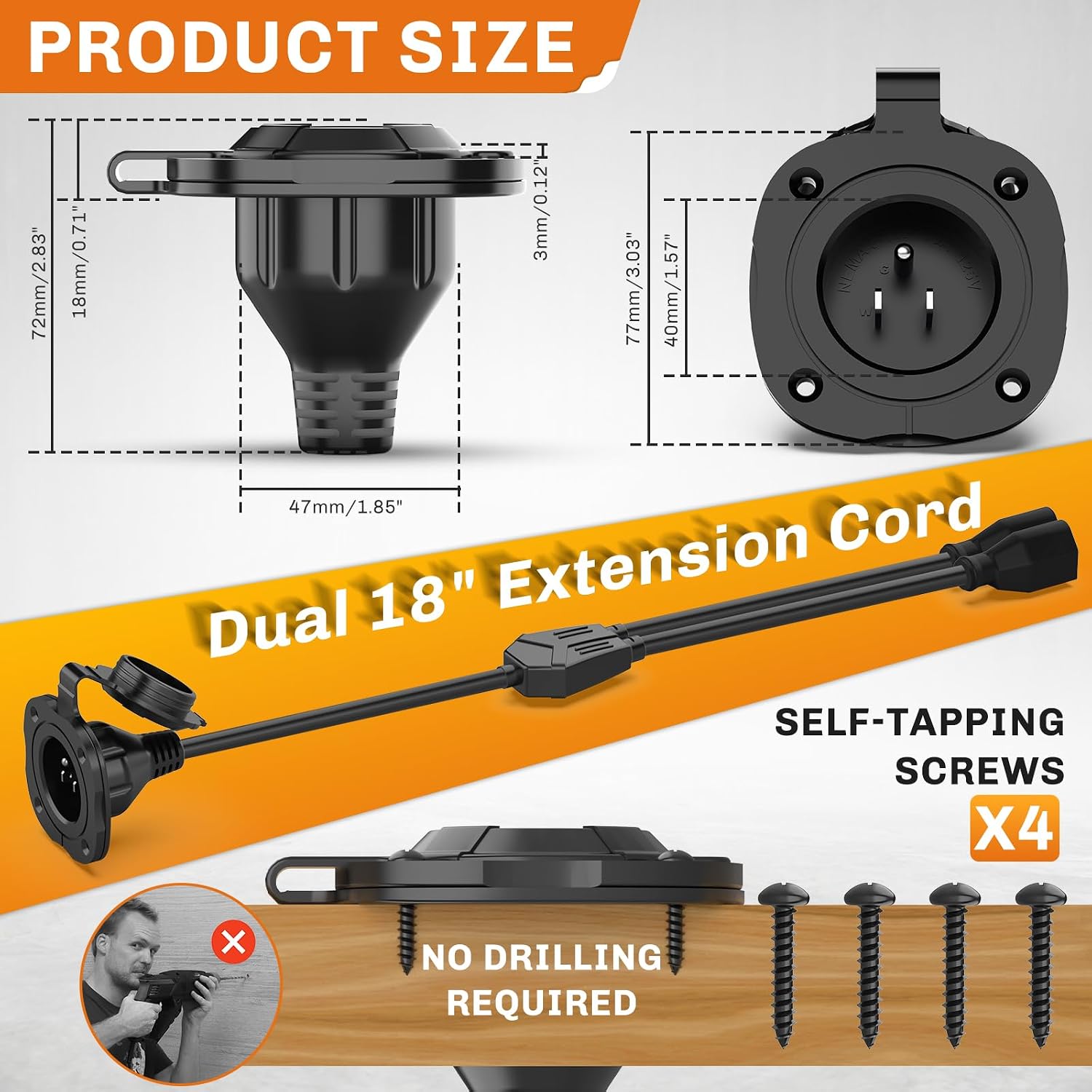 Thumbnail 5 de WELLUCK RV Shore Power Inlet 15A Plug