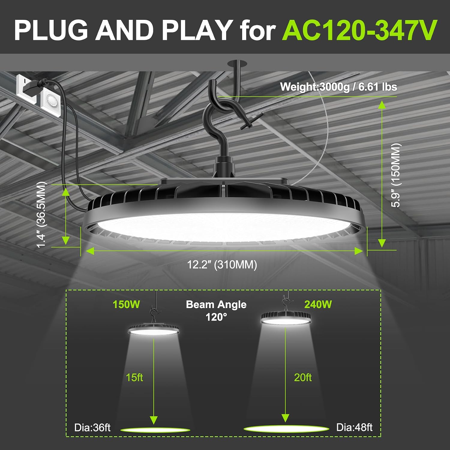 Detalle 2 de NUOGUAN UFO high bay LED light 150W