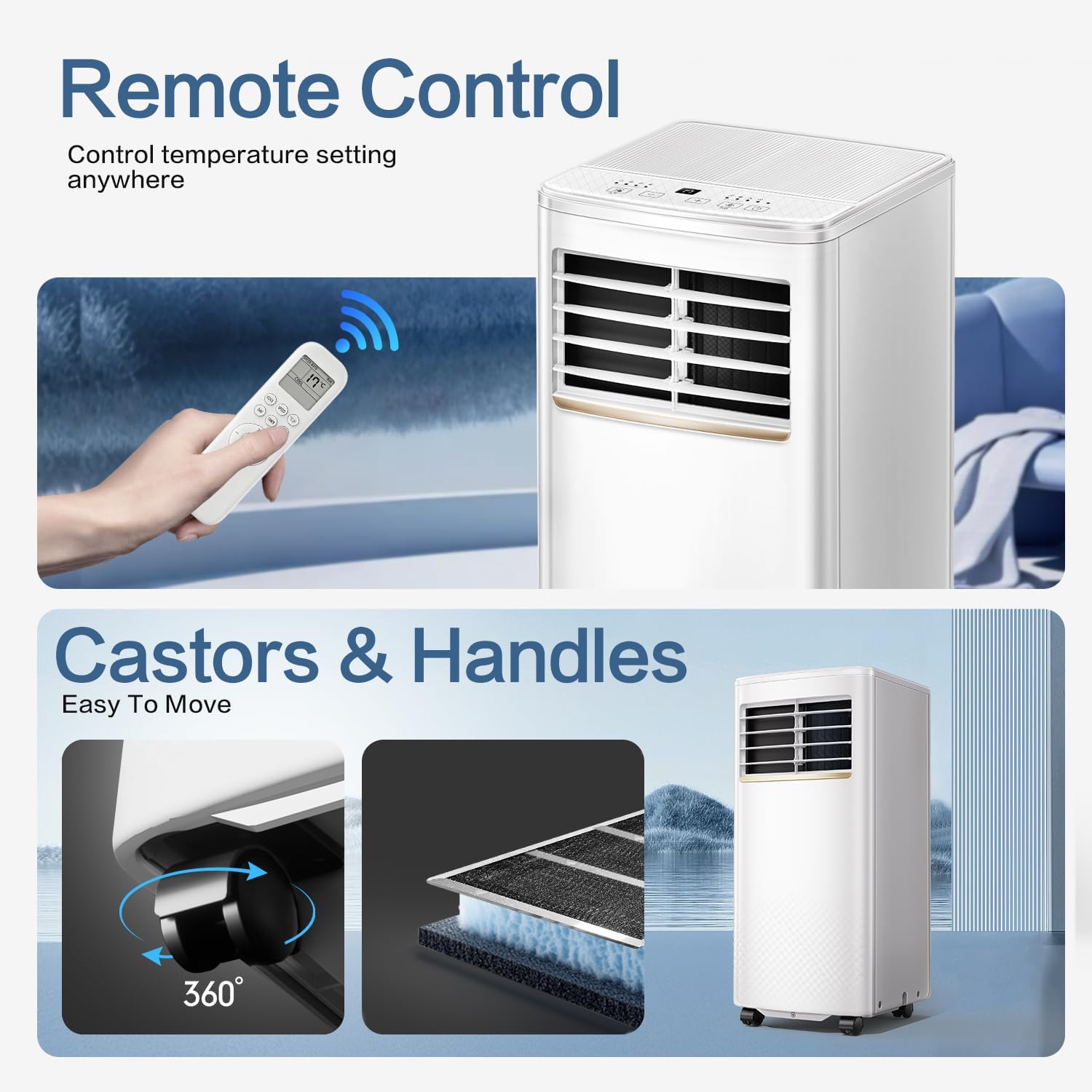 Detalle 2 de Air Conditioning Unit 9000 BTU Portable with 4-in-1 Cooling, Fan, Dehumidifier and Sleep Mode