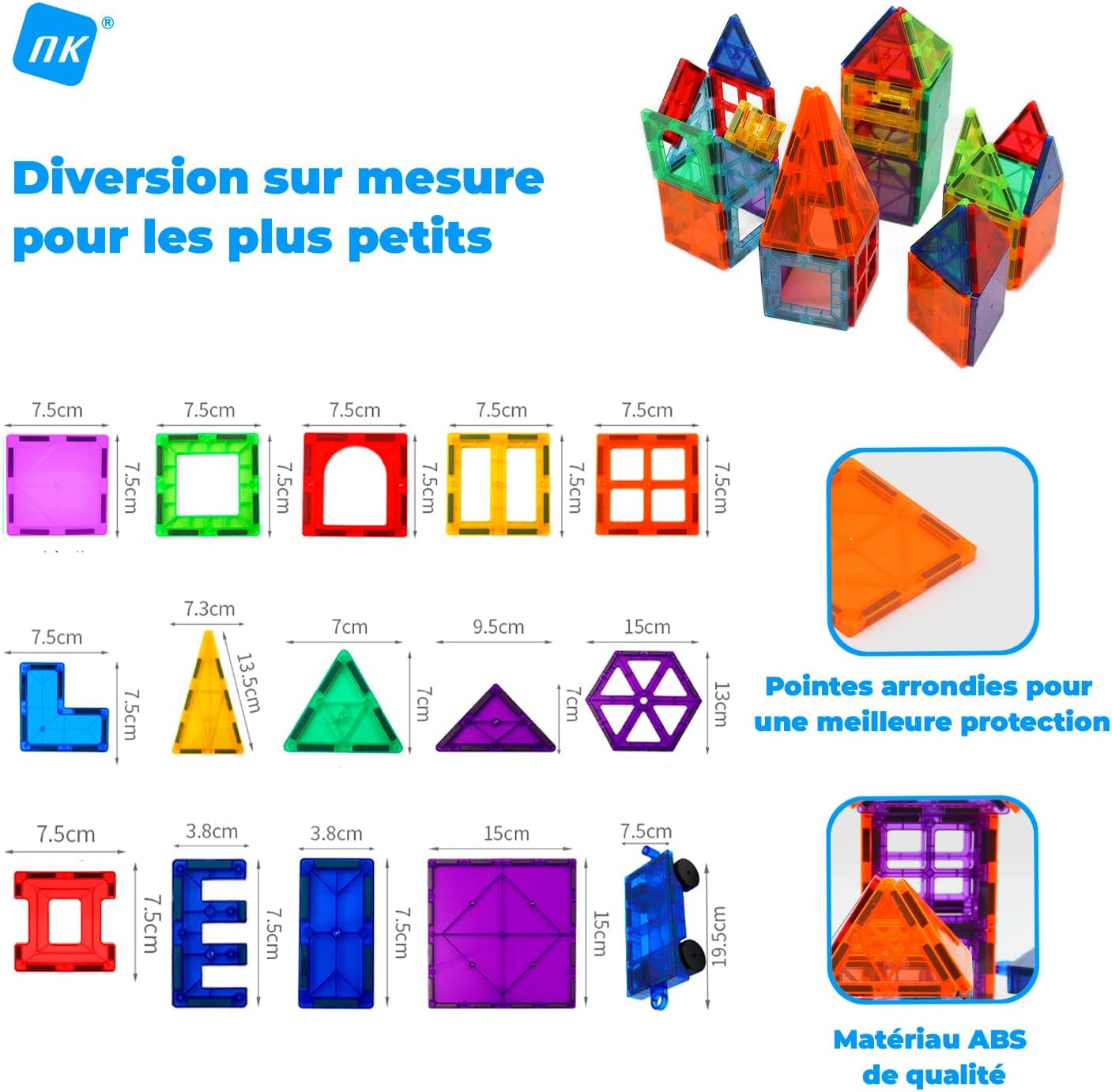 Thumbnail 2 de NK Set di Costruzione Magnetici per Bambini (48 pezzi) con tessere magnetiche 3D