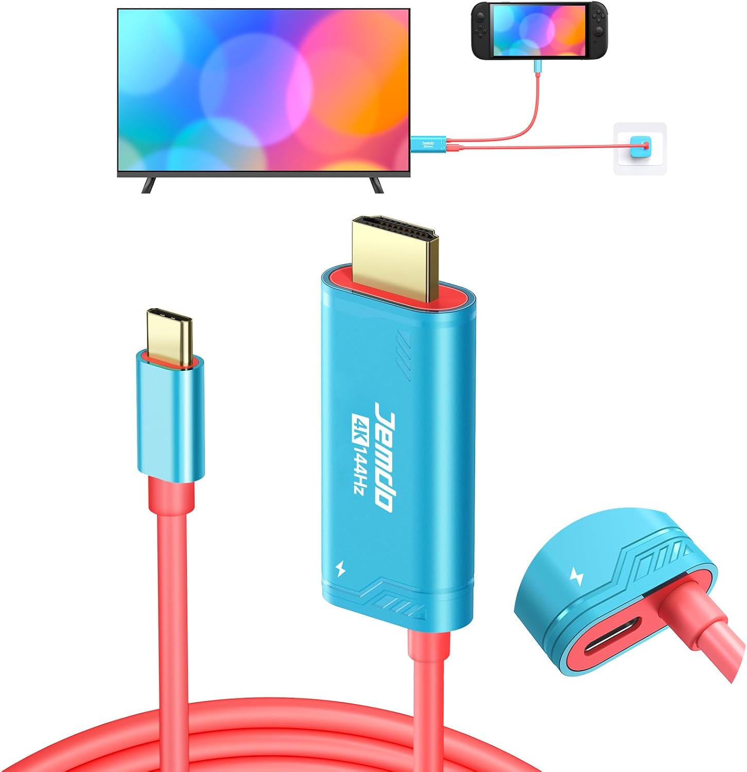 Detalle de JEMDO Switch 2 HDMI Dock 4K 144Hz 48Gbps HDMI