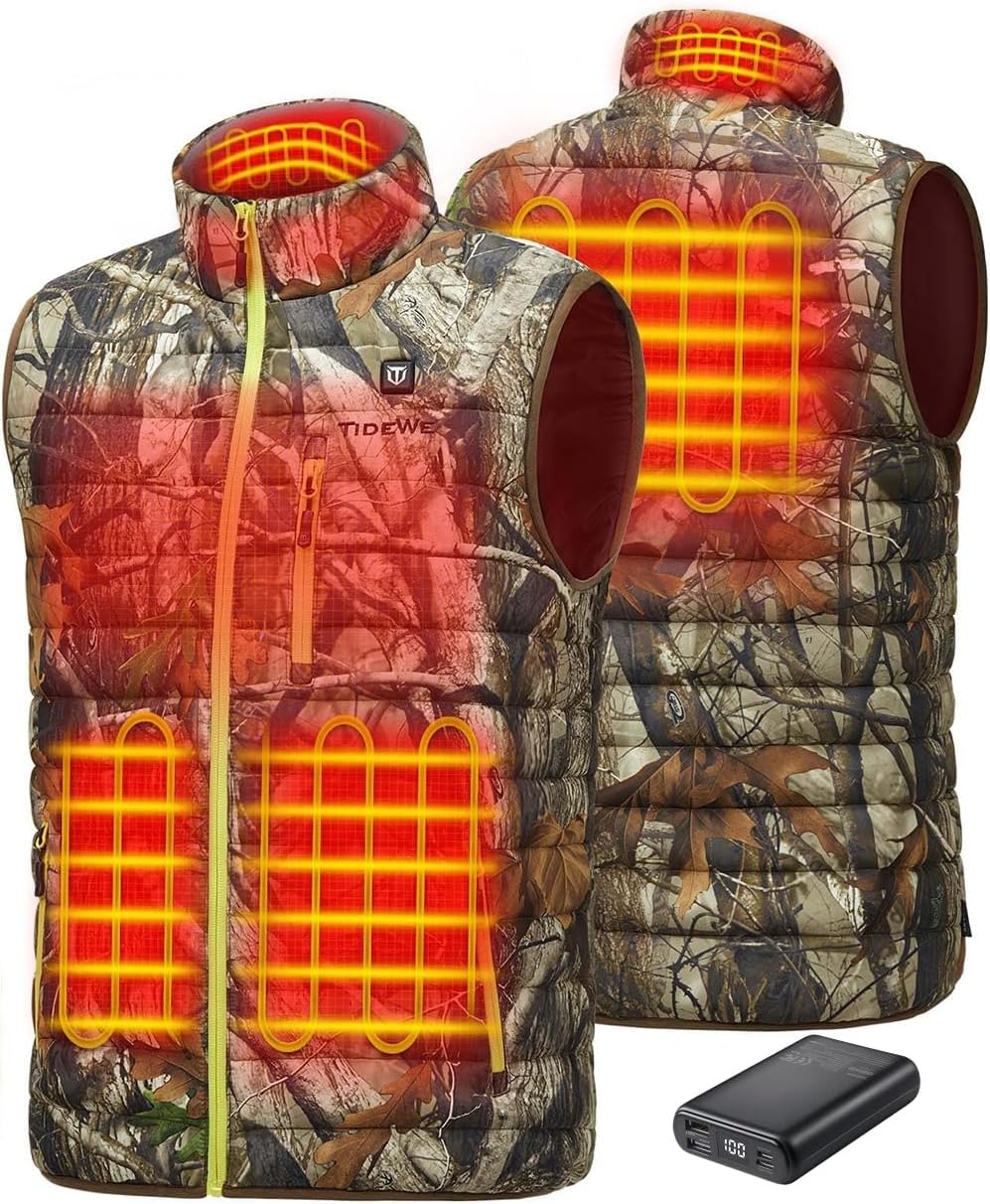 Detalle de TIDEWE Heated Vest for Men, 4 Heating Zones, 3 Settings, 10,000mAh Battery Pack
