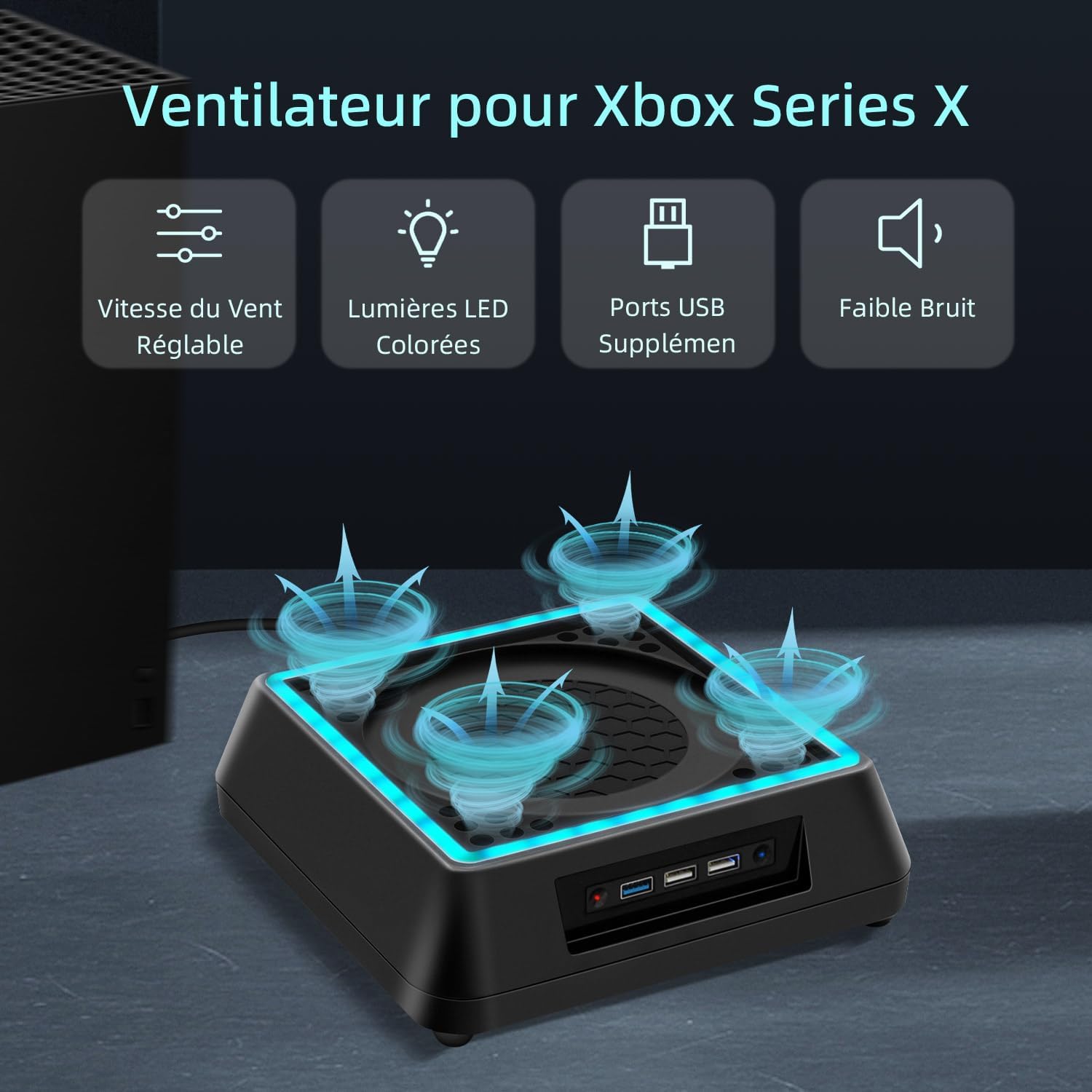 Thumbnail 1 de Mcbazel support de refroidissement pour Xbox Series X avec lumière RVB et ports USB