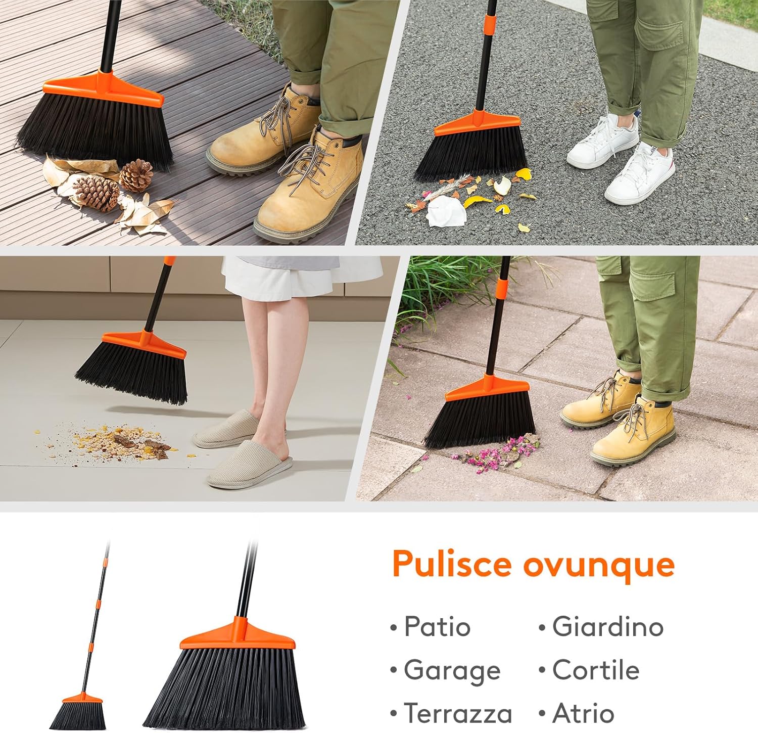 Thumbnail 5 de Lifewit Scopa da Esterno 135 cm – Scopa da Giardino con Manico Regolabile, 2 Pezzi, Ø 33 cm di spazzola