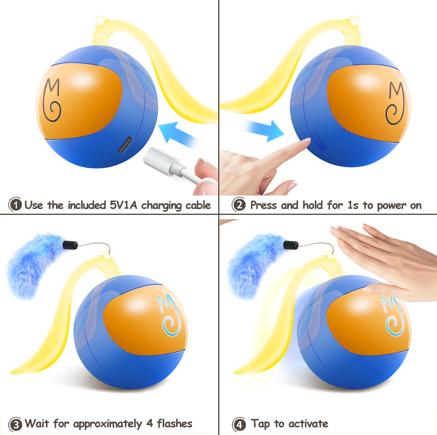 Detalle de Migipaws Interactive Cat Ball Toy Set: Fun Tracker with Automatic Rolling Chase