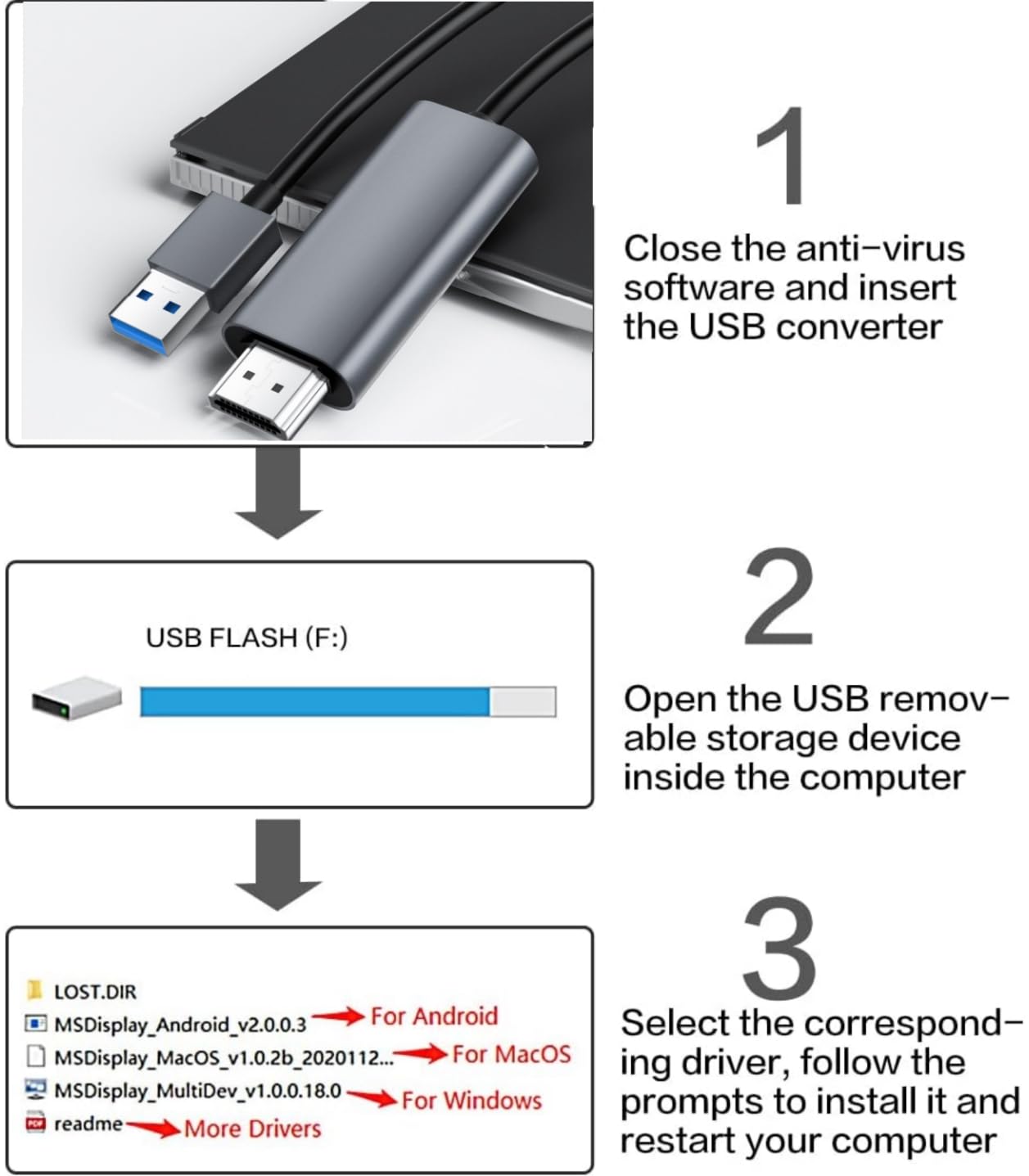 Thumbnail 1 de USB to HDMI 1.8m cable for 1080p monitor