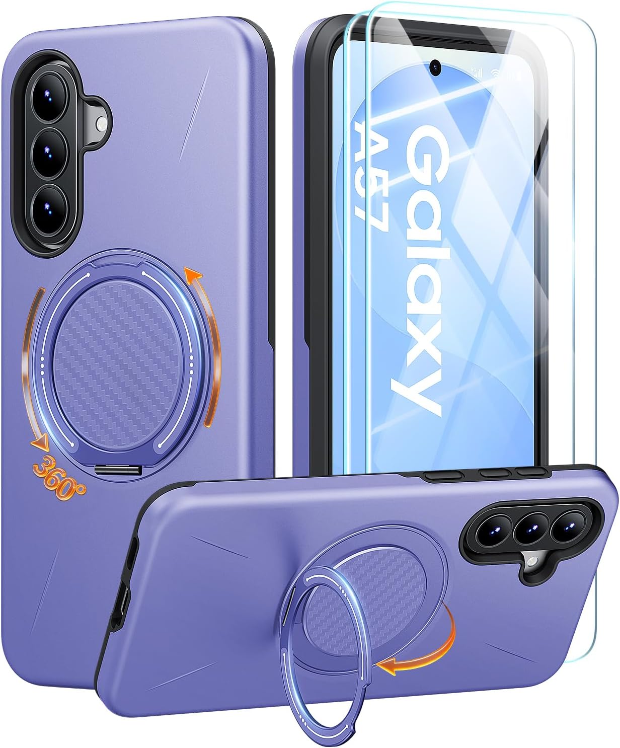 Detalle de AOUIA Rugged Case with 2-Pack Screen Protectors for Samsung Galaxy A57 5G (Purple)