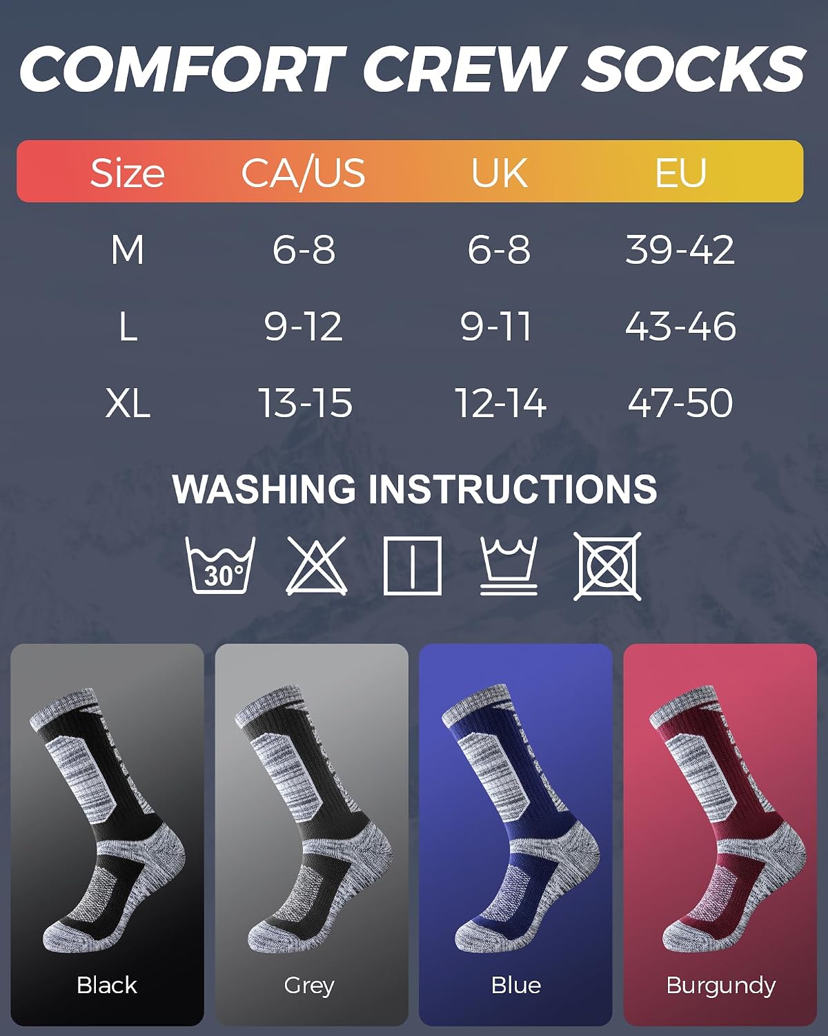 Detalle de Pandaplay Thermal Crew Socks, 5 Pairs, 85% Cotton with Full Cushioning