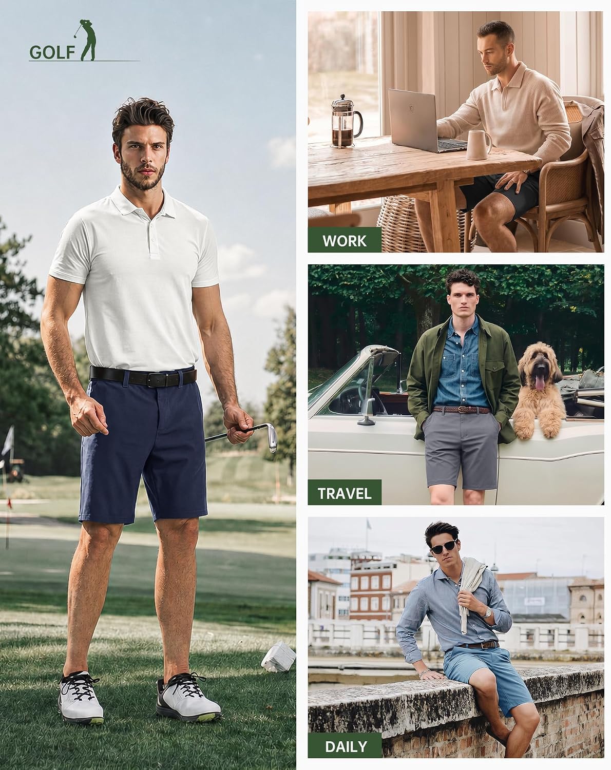 Thumbnail 6 de 33,000ft Men’s 9" Dry Fit Stretch Golf Shorts with UPF 50+ and Pockets