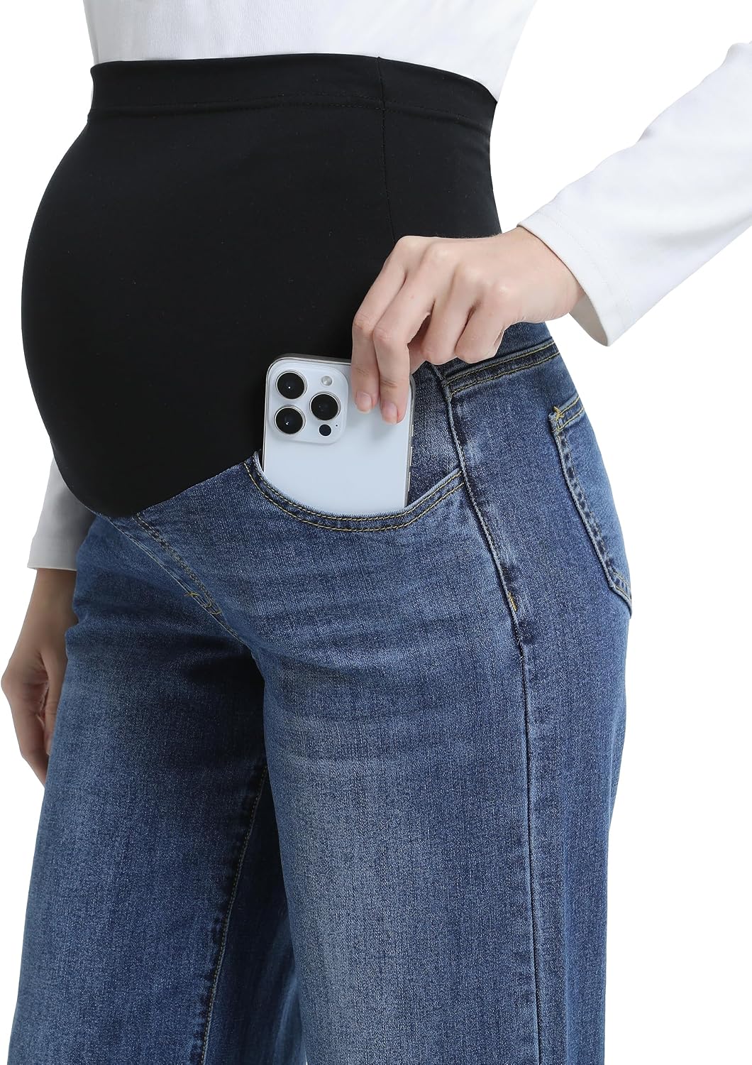 Thumbnail 2 de CFRTMTBB Maternity Wide-Leg Jeans with Over-the-Belly Support