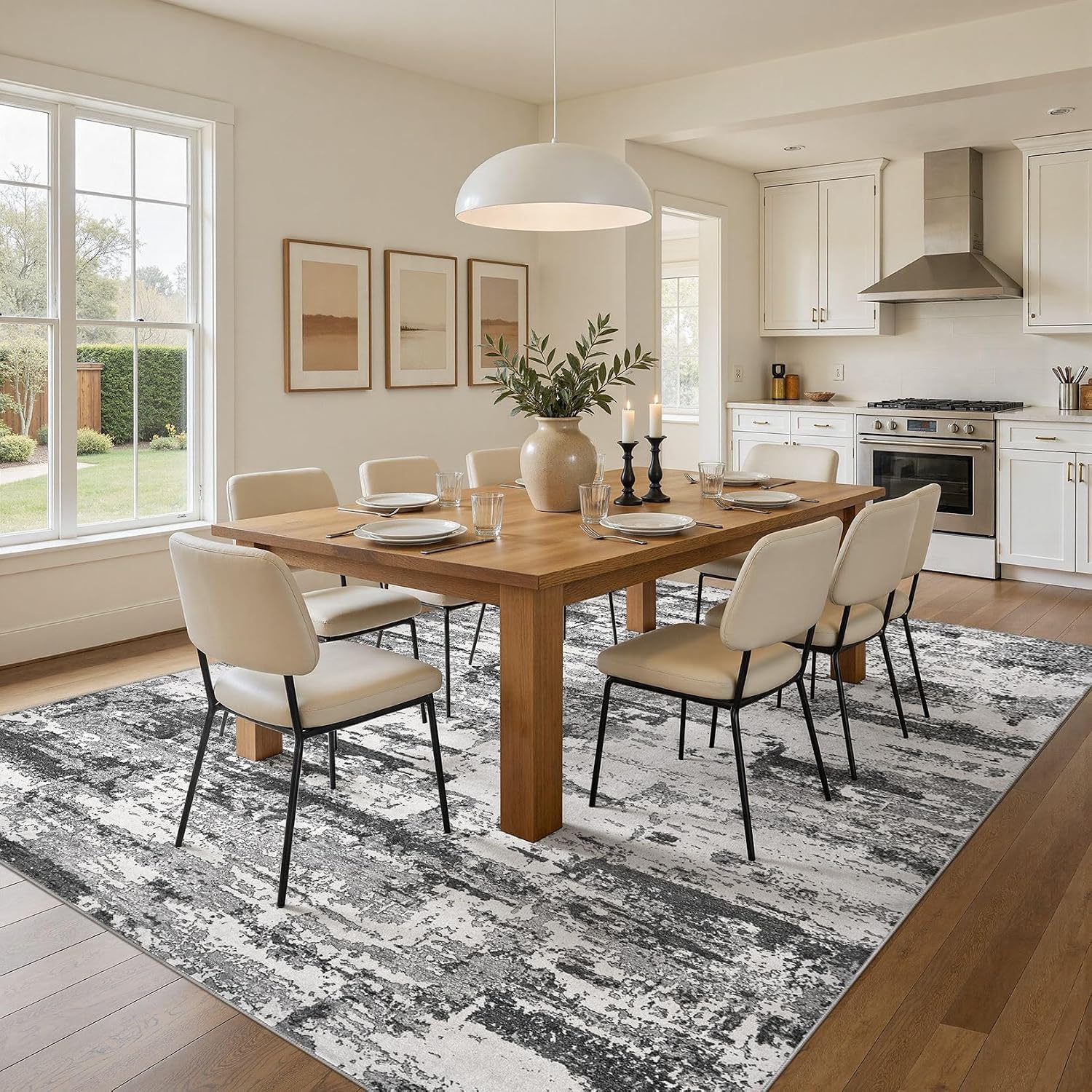 Detalle 2 de Jessibou 8' x 10' Abstract Area Rug, Washable Low-Pile Polyester