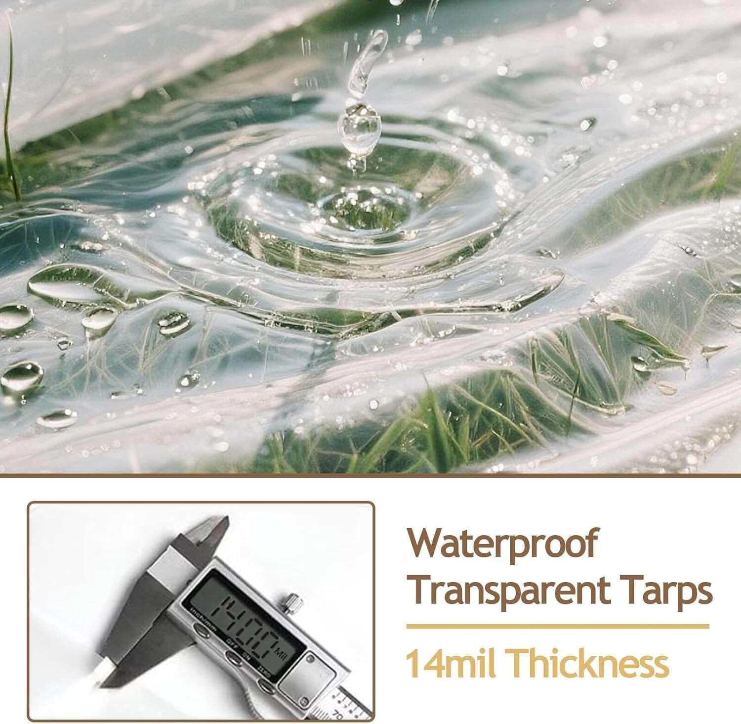 Detalle de KGOSAUO 4 x 6 ft Clear Vinyl Tarp, 14 Mil Waterproof Cover with Grommets