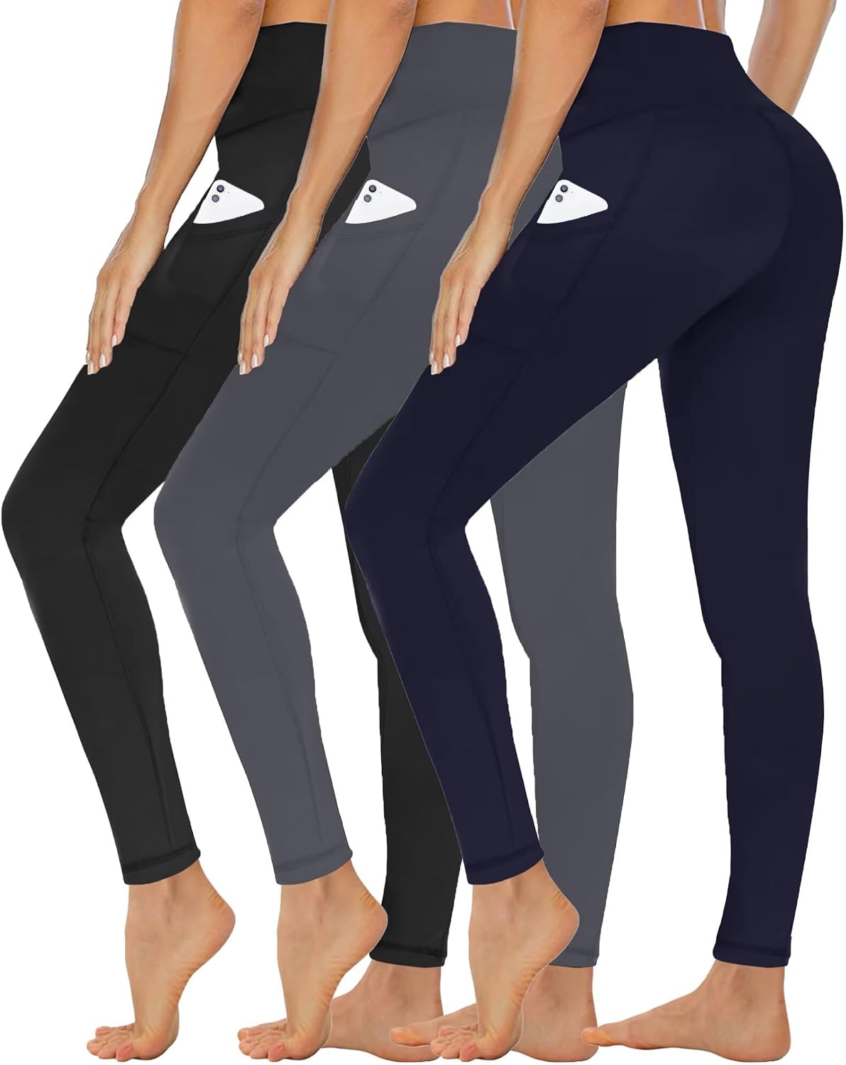 Detalle de CAMPSNAIL Women’s High Waisted Leggings with Pockets (Black) – Gym, Yoga & Running