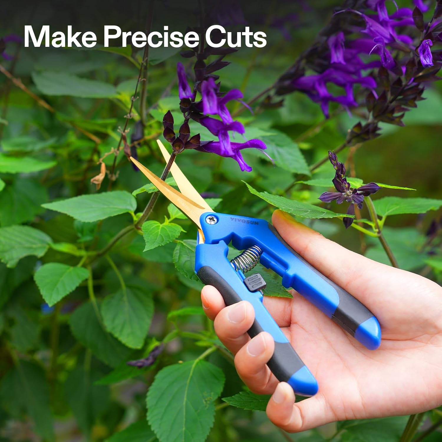 Thumbnail 1 de VIVOSUN Lot de 2 Sécateurs de Jardin 17 cm – Lames droites en acier inoxydable avec revêtement titane, poignée ergonomique et verrouillable
