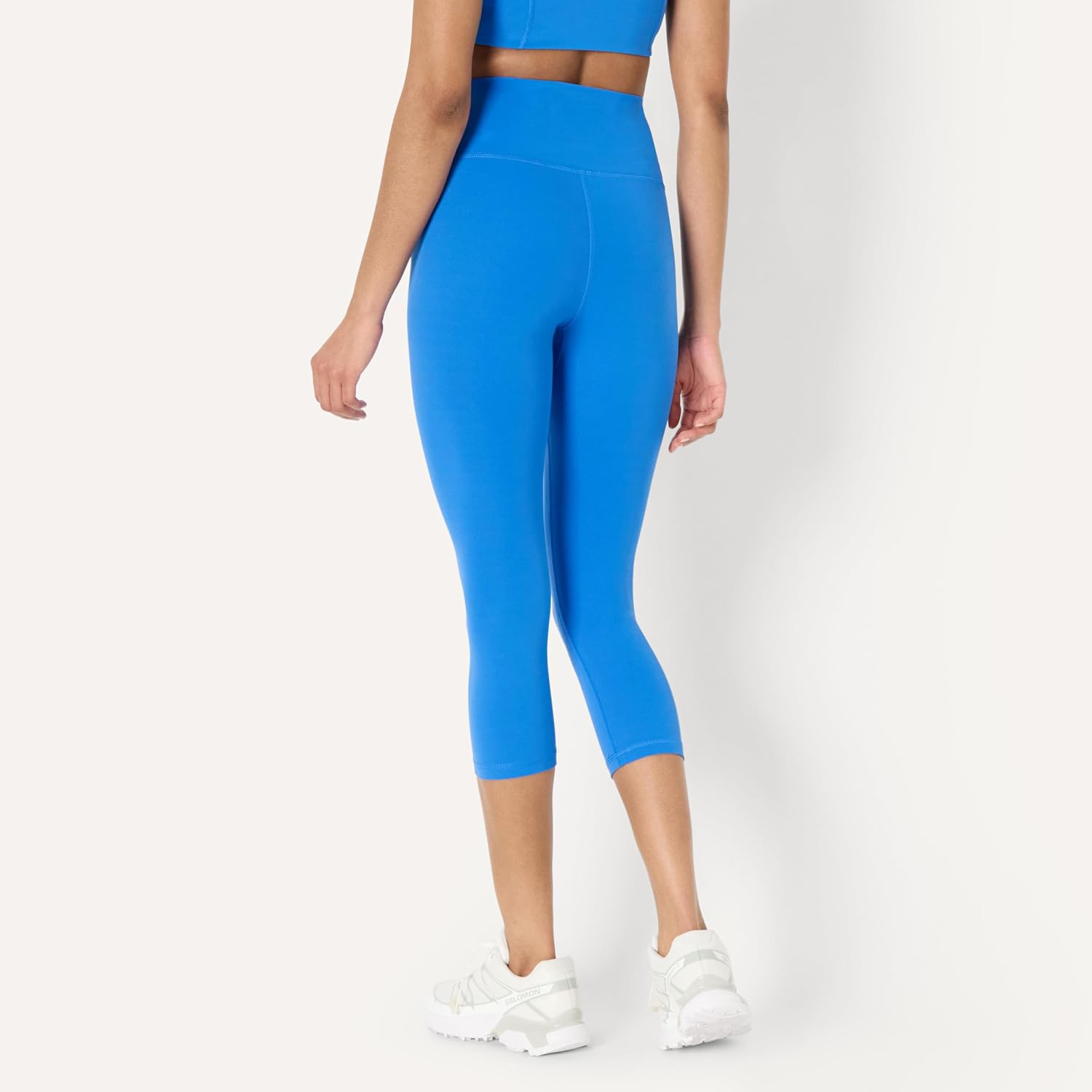 Detalle de Amazon Essentials Legging court FormFlex à taille haute, entrejambe 48 cm – Bleu Océan (femme, L)