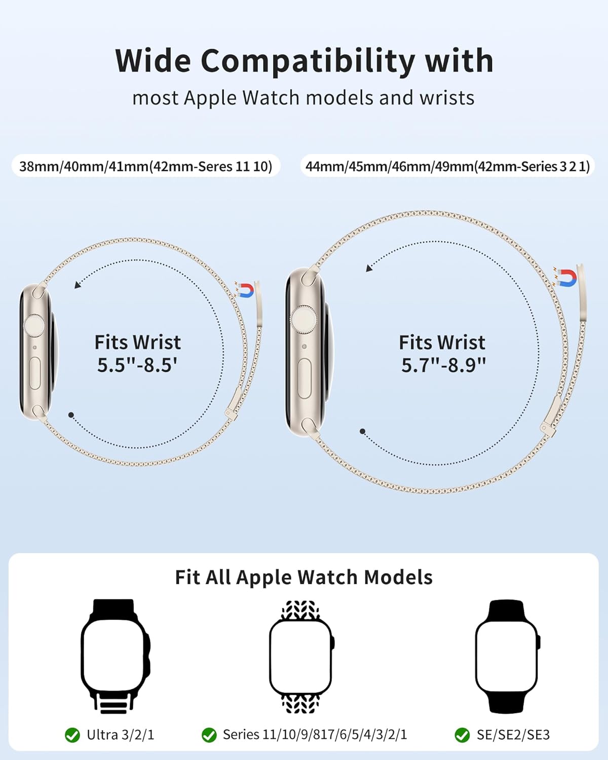 Detalle 2 de Higgs Correas Compatible Apple Watch 44mm Milanesa