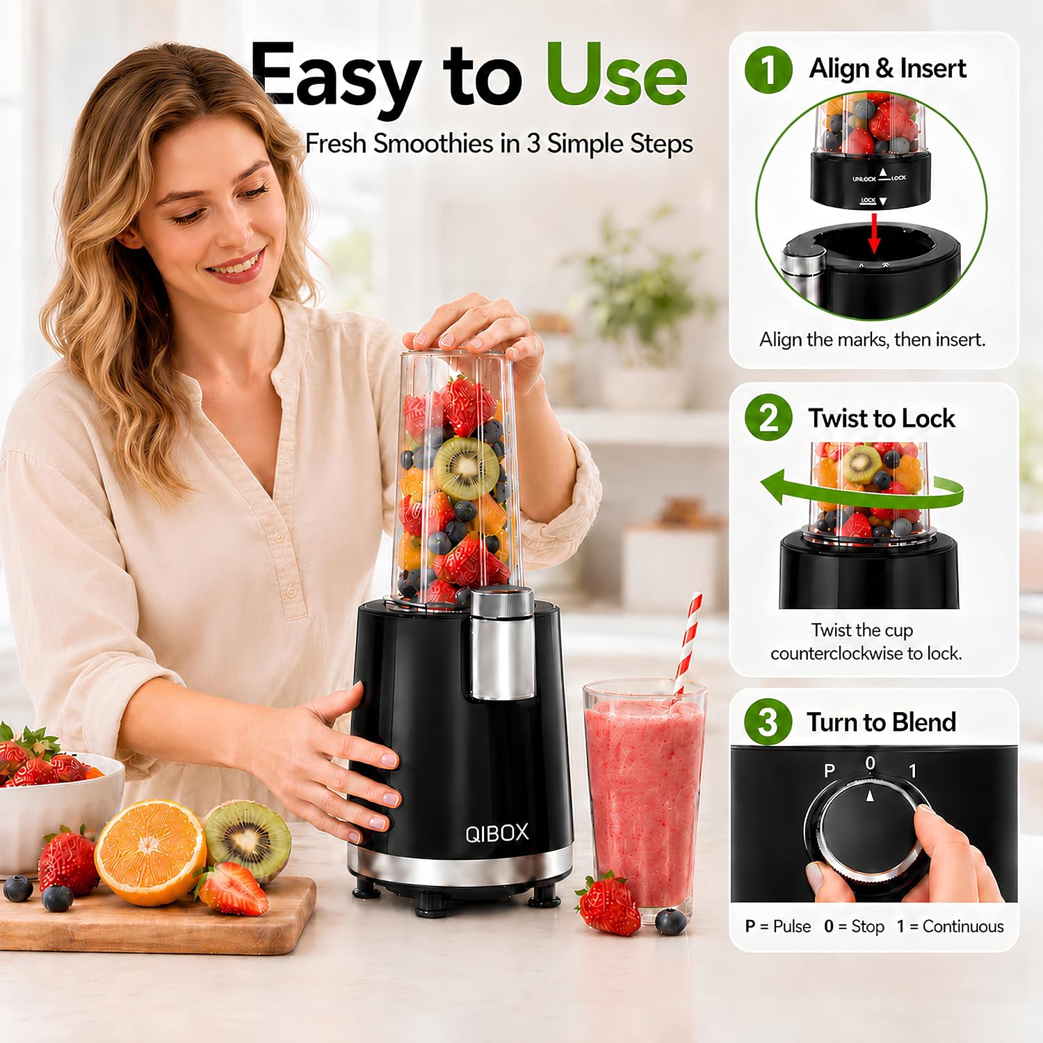 Detalle de QIBOX 2-in-1 Snow Cone Machine & Smoothie Blender 700W: A Practical Home Kitchen Workhorse