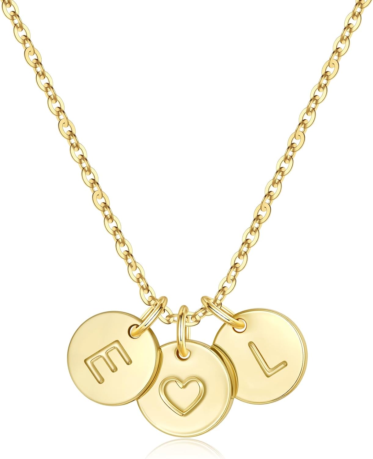 Detalle de TINGN Damen Herz Halskette mit zwei Buchstaben, 14K Gold vergoldet (45 cm) – personalisiertes Schmuckgeschenk