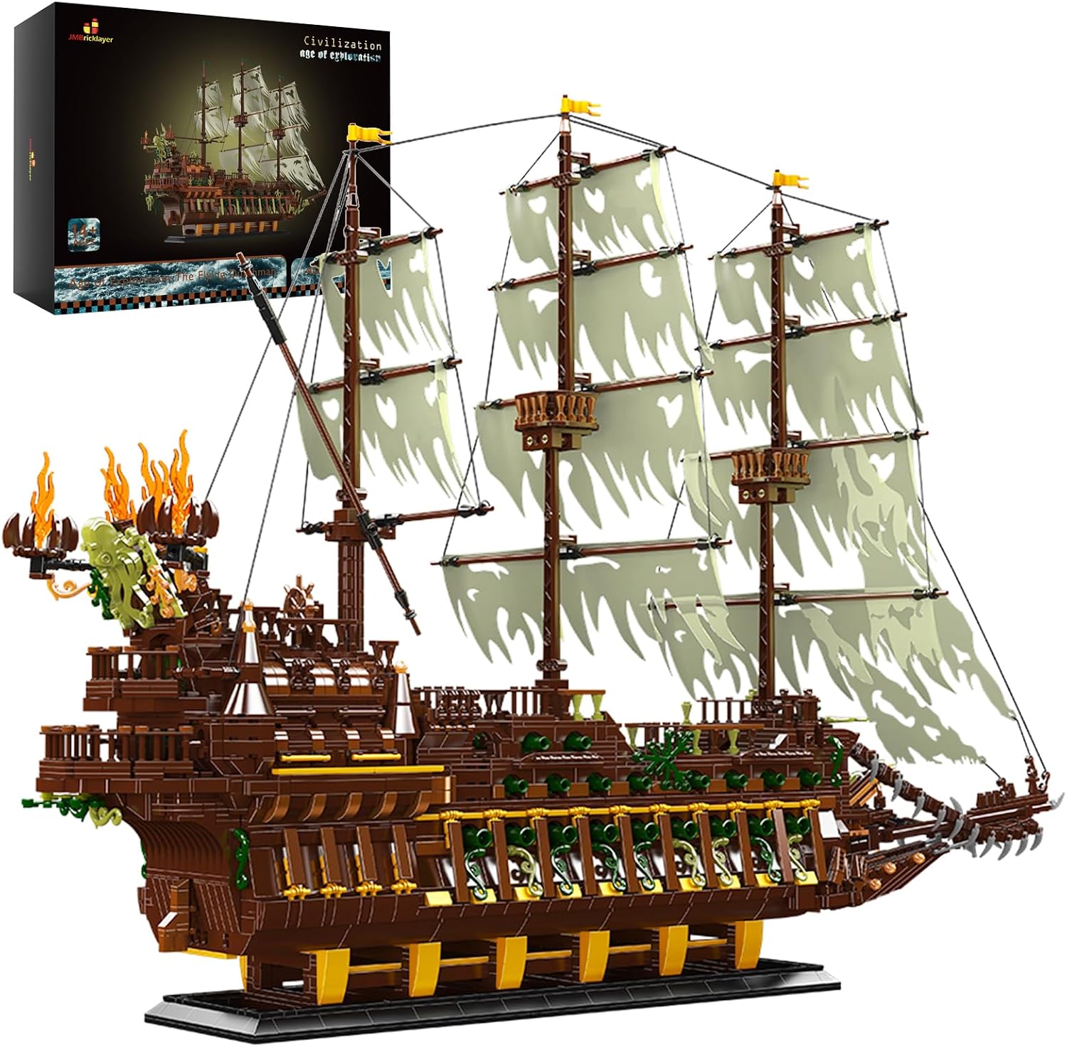 Thumbnail 6 de JMBricklayer 40103 – Kit de construction à pince pour maquette de bateau pirate de la Flotte Royale du Soleil
