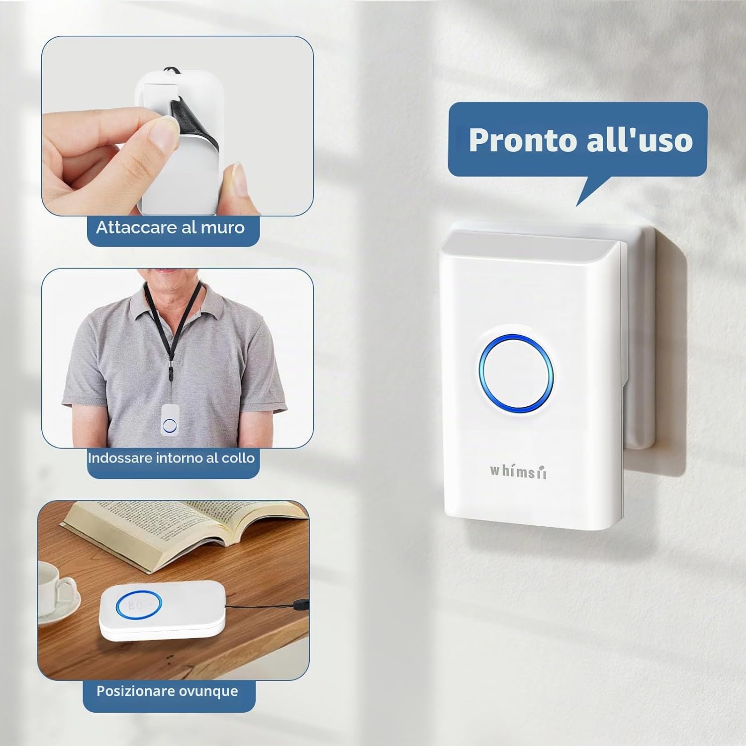 Thumbnail 2 de Salvavita Anziani – Pager e Allarme SOS con Pulsante Wireless, Campanello Interno IP55 e Monitoraggio Remoto