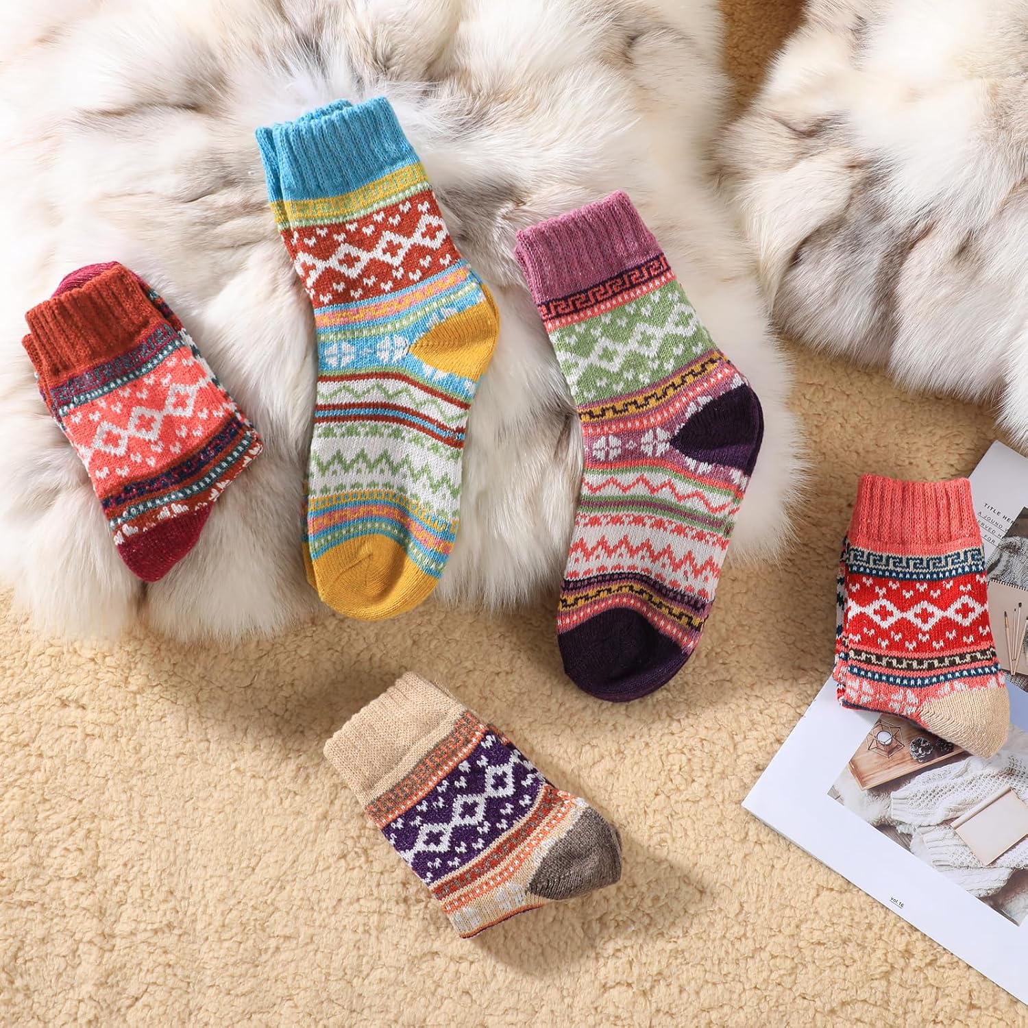 Thumbnail 6 de Premillow Wool Socks for Women: Warm Knit Crew Socks