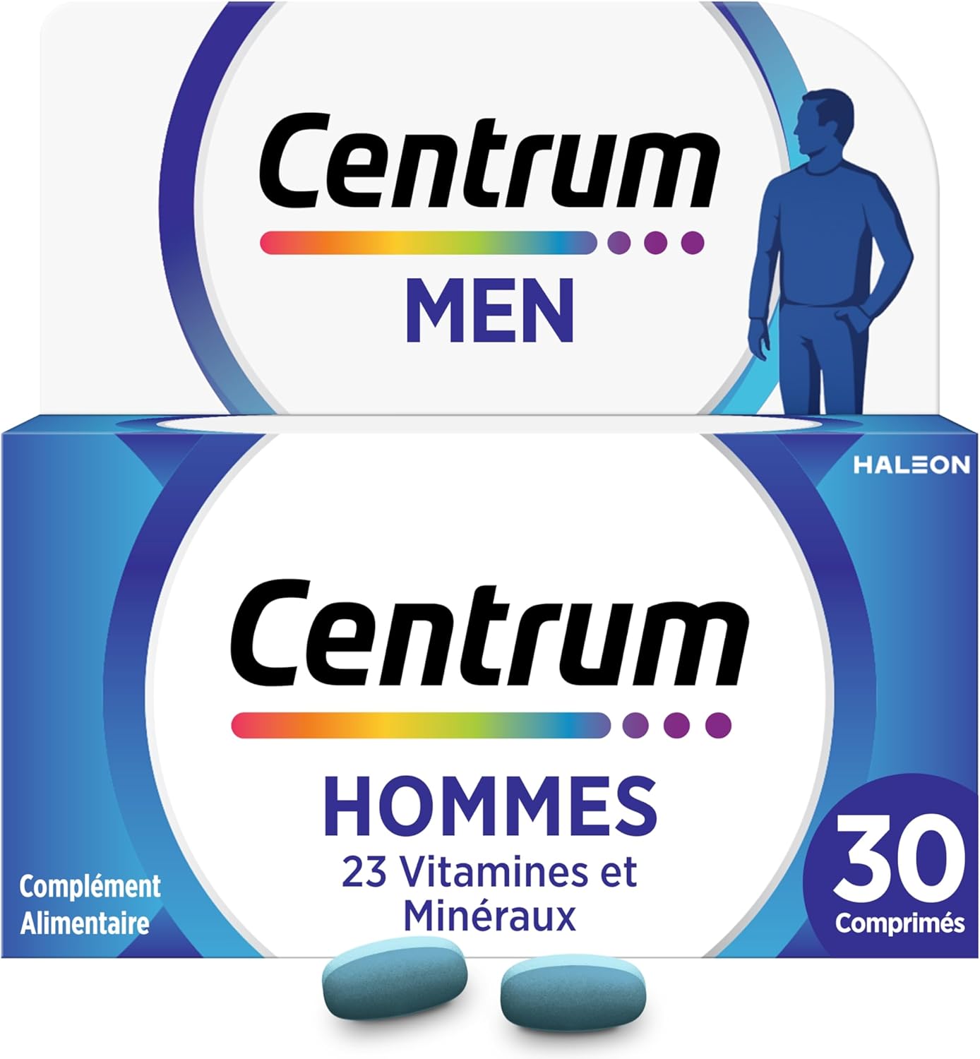 Detalle de CENTRUM Men — Multivitamines et Minéraux pour Homme, 30 comprimés