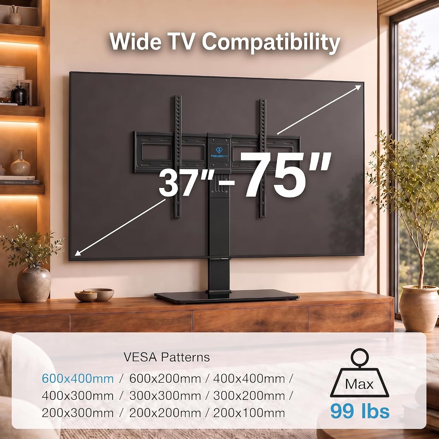 Thumbnail 1 de PERLESMITH PSTVS13 Universal TV Stand 99lbs swivel