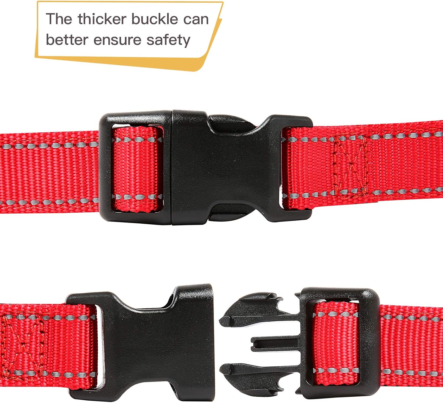Detalle de HEELE Dog Collar, Reflective, Soft Neoprene Padded Nylon Pet Collar for Medium Dogs – Red, M (34-52cm)