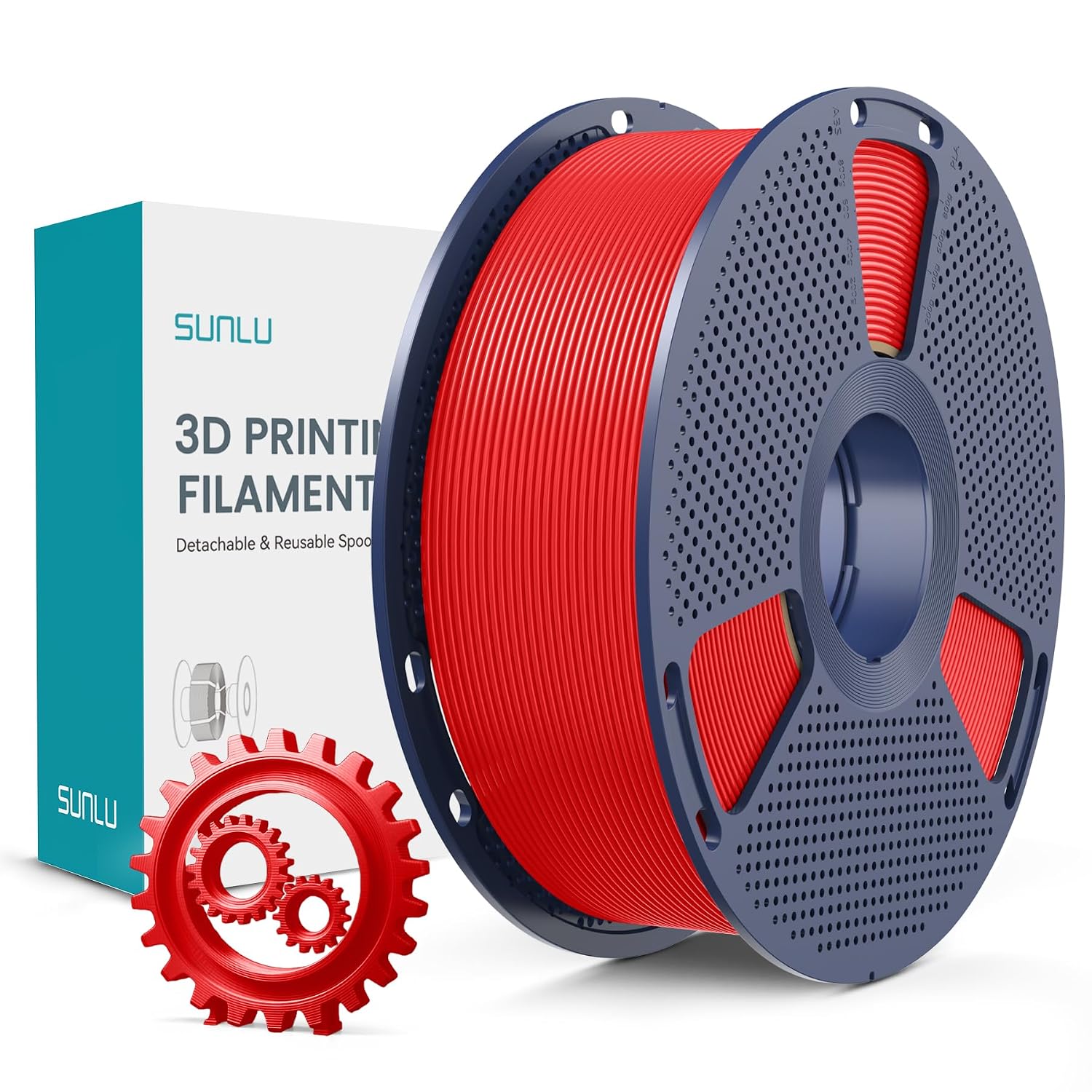 Detalle 2 de SUNLU 5KG PLA+ 3D Printer Filament Bundle (5x 1KG spools), 1.75mm, PLA Plus Transparent (White/Orange/Red/Blue/Green)