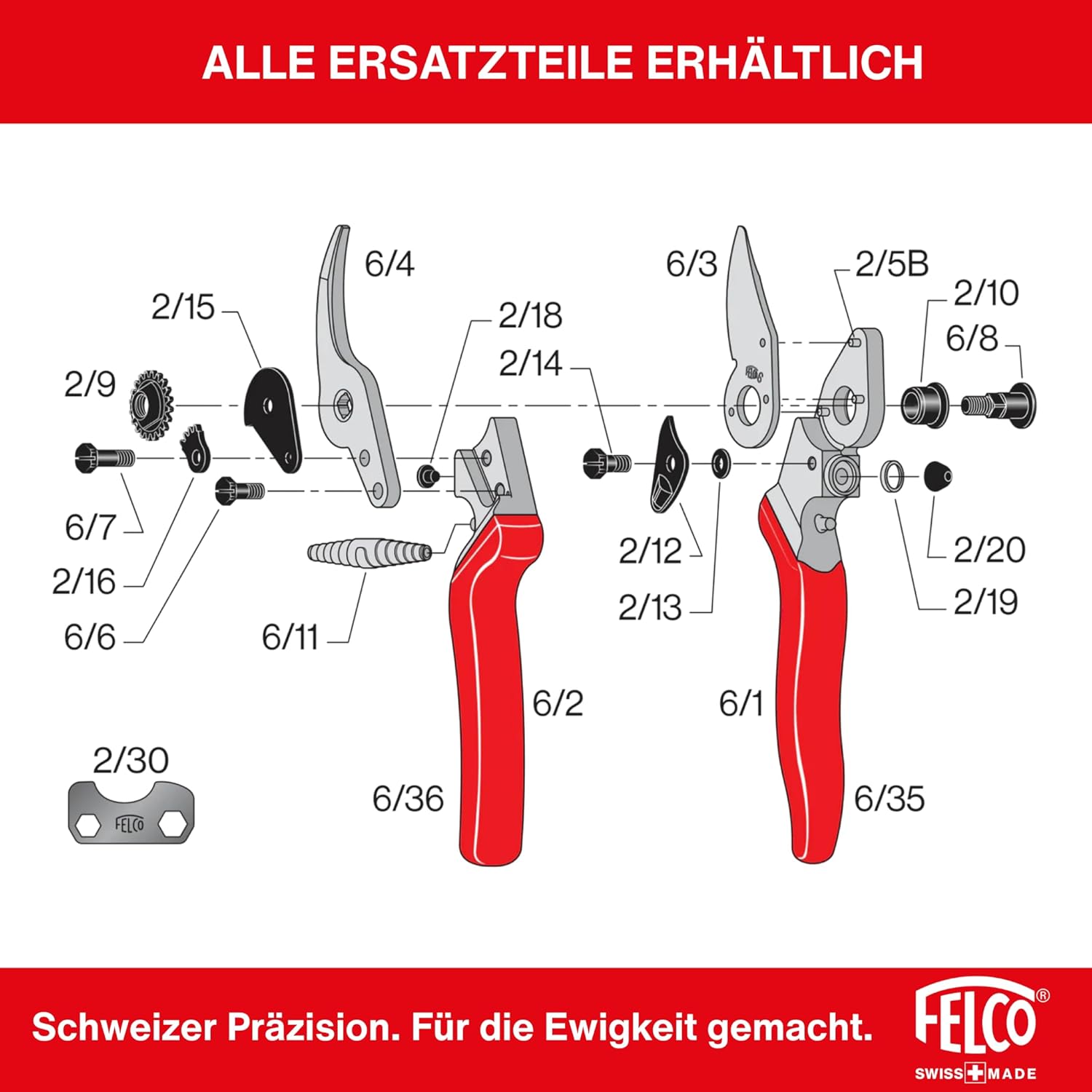 Thumbnail 6 de FELCO 6 kompakte Bypass-Schere – präzise, langlebig und ergonomisch (Rechtshänder, Größe M)