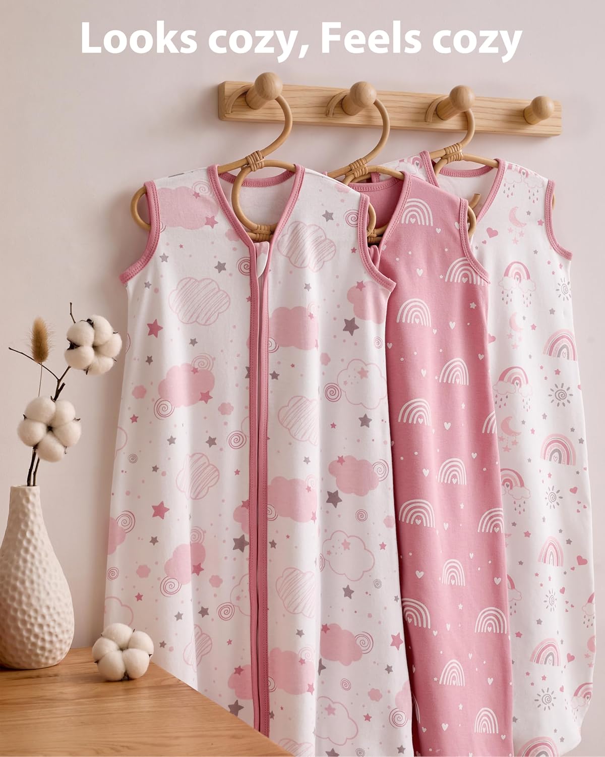 Thumbnail 6 de FIEMOL Baby Sleeping Bag 0-6 Months 0.5 Tog (3 Pack) Cotton Sleep Sacks for Newborns