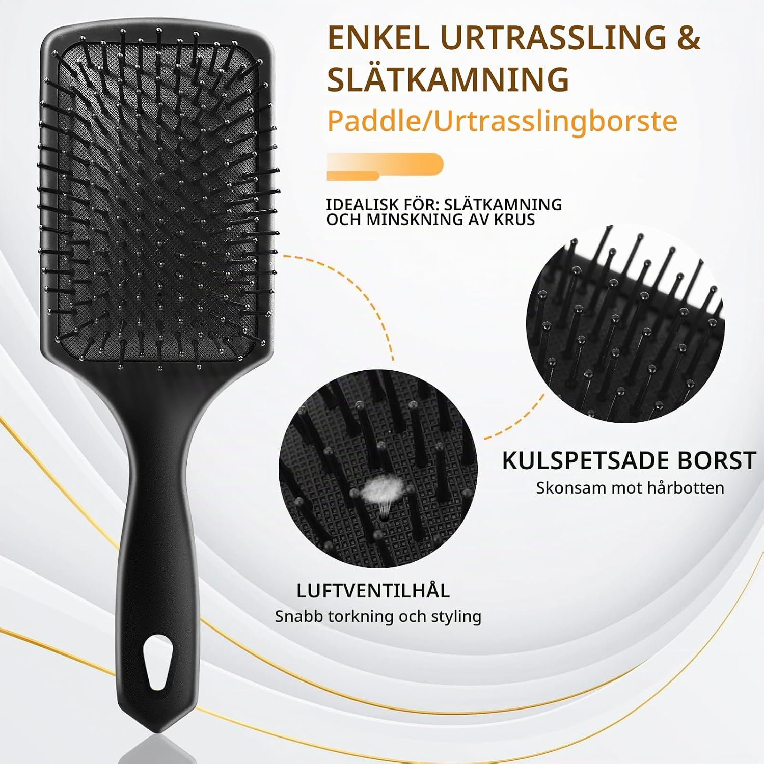 Detalle 2 de DUAIU hårborstset med 5 delar – paddelborste, rundborste och kammar