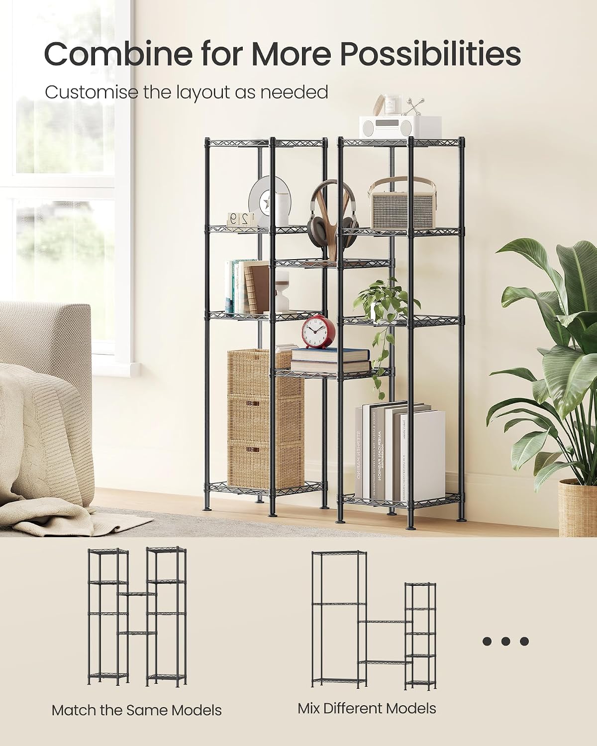 Thumbnail 5 de SONGMICS Dalten Collection LGR123BH01 5-Tier Metal Shelving Unit, Ink Black
