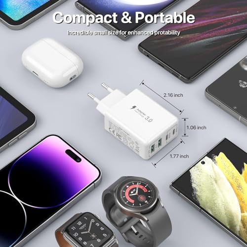 Thumbnail 6 de sccvee SCCVEE cargador USB-C 40W con 4 puertos (PD+QC) y bloque de carga multipuerto