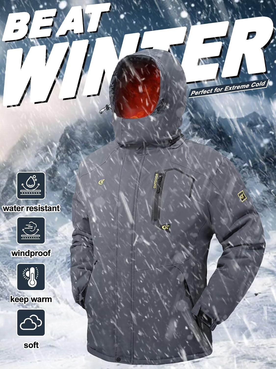 Thumbnail 5 de QPNGRP Mens Waterproof Ski Jacket