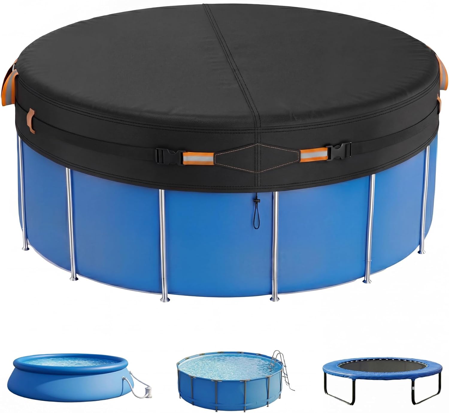 Detalle de Poolabdeckung Rund Premium 366 cm Ø – 500D Oxford-Gewebe, wasserundurchlässig, windfest