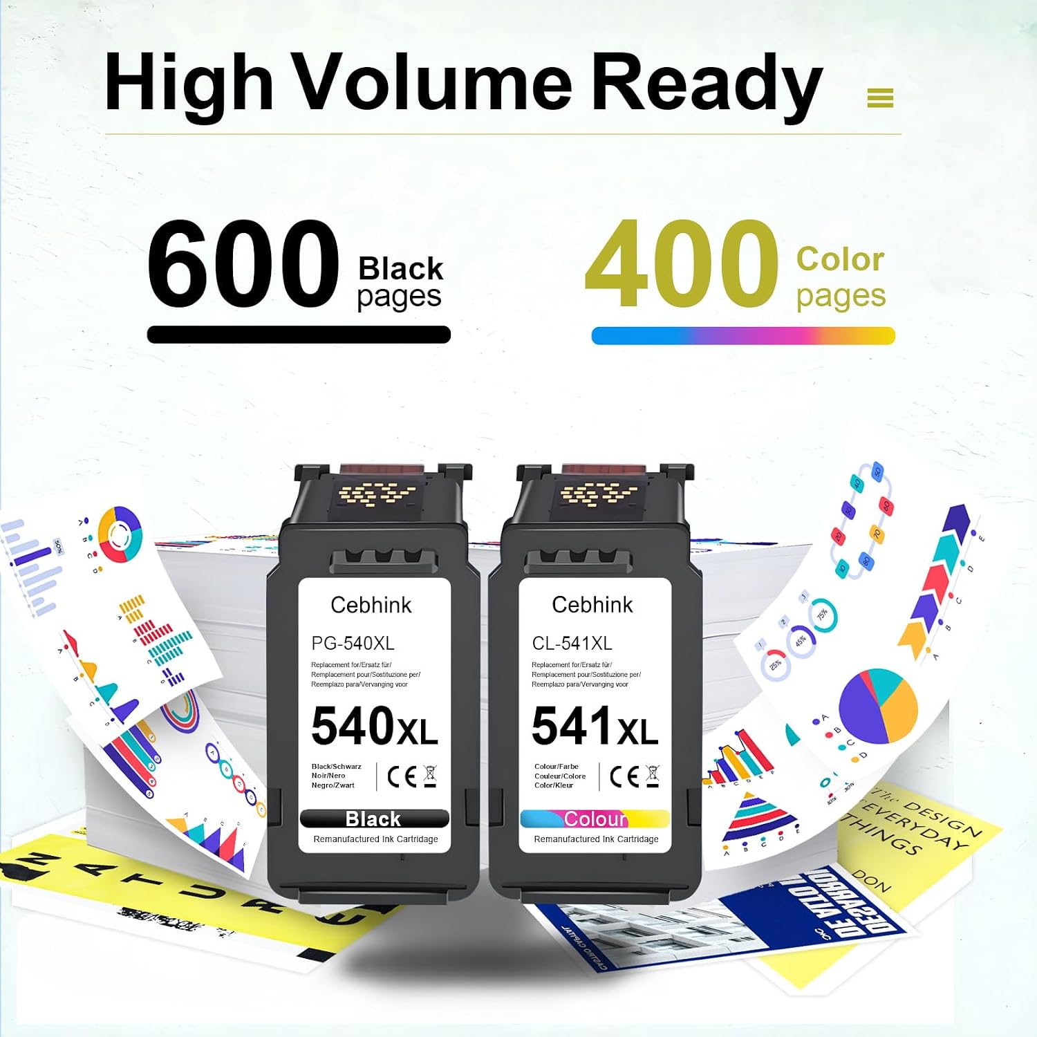 Detalle de Cebhink PG-540XL en CL-541XL inktcartridges voor Canon TS5150, zwart en kleur