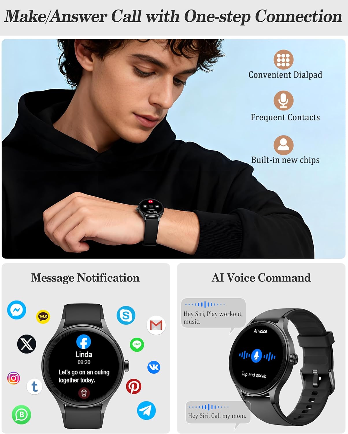 Thumbnail 2 de Smart Watch for Women, Men & Unisex 1.27'' Fitness Watch with Calls, Heart Rate & Sleep Monitor