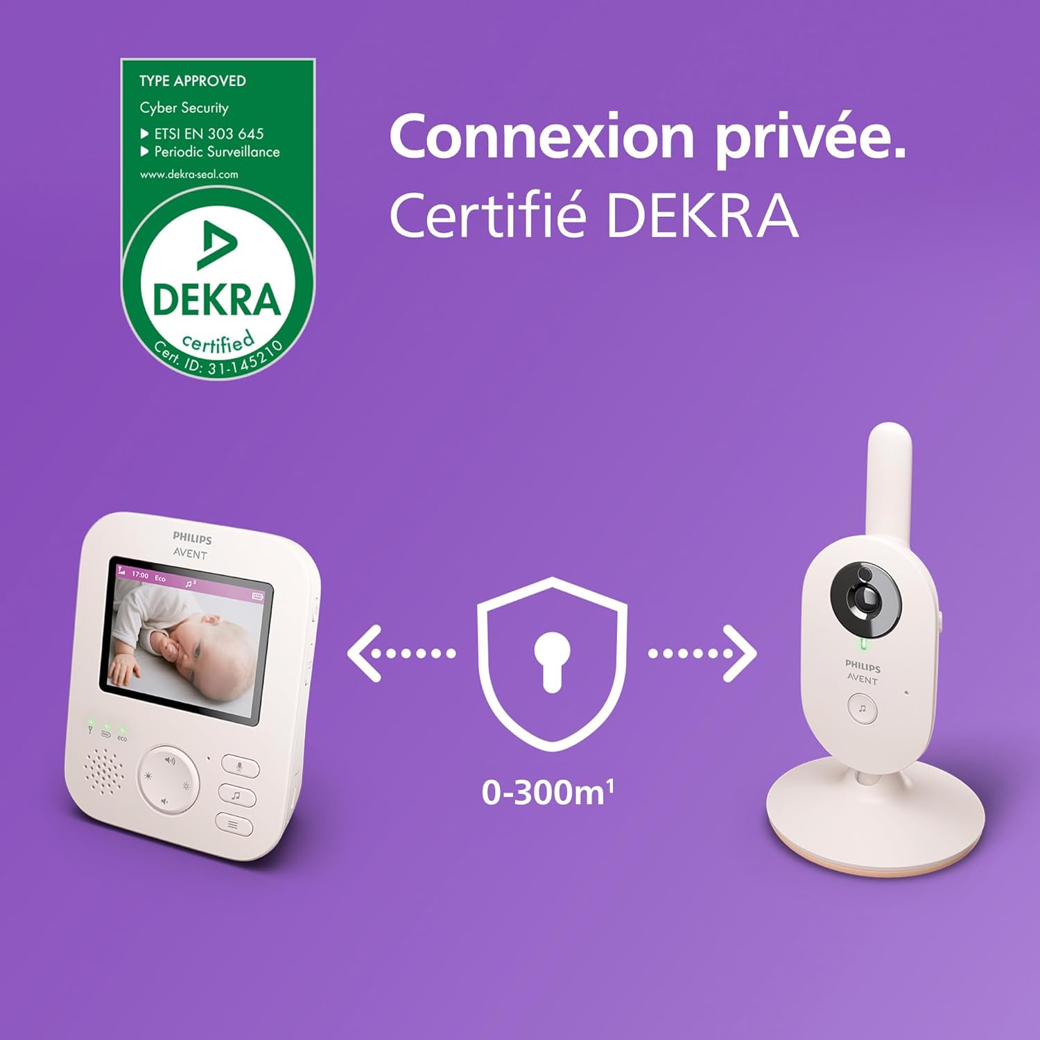 Detalle de AVENT Philips Babyphone vidéo Advanced – DEKRA certifié, caméra et audio, 2,8
