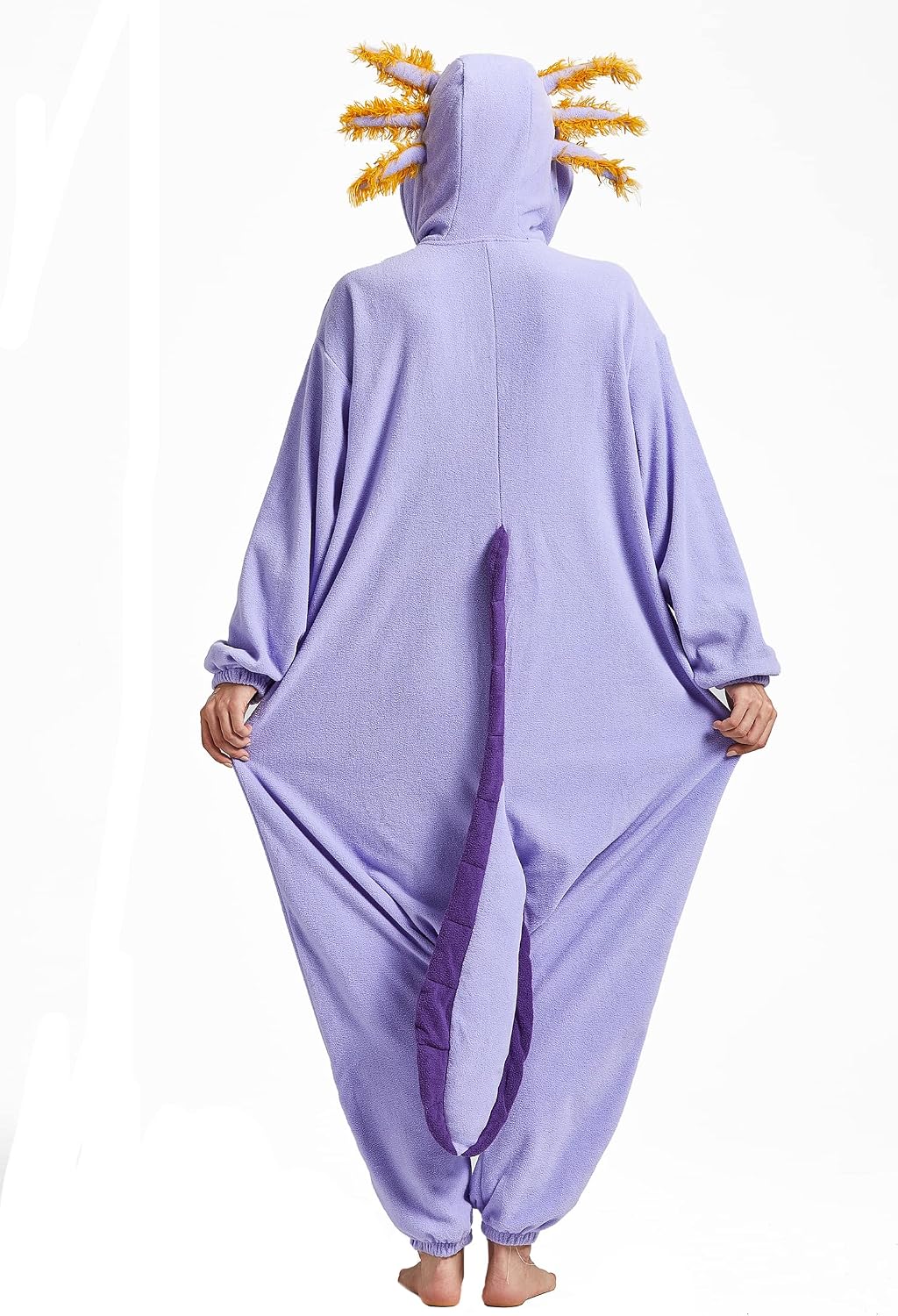 Detalle 2 de DELEY Adult Axolotl Onesie Costume with Plush Fabric and Side Pockets