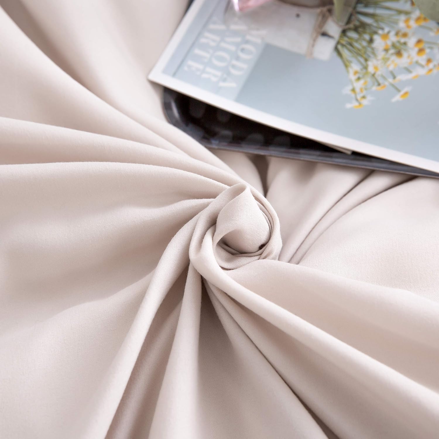 Detalle 2 de AYSW Bettwäsche gebürstet Microfaser 155x220 cm + Kissenbezug 80x80 cm in Beige