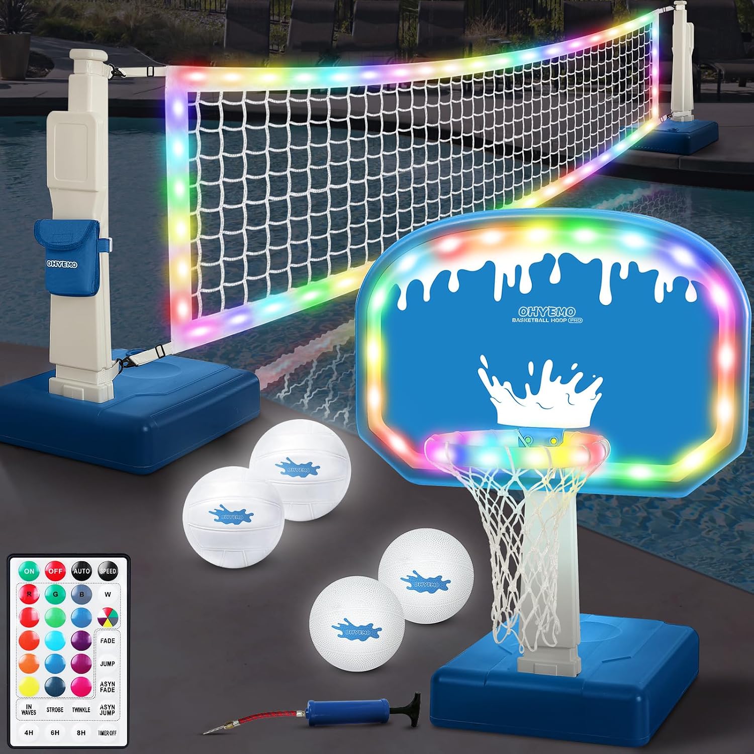 Detalle de OHYEMO 2-in-1 LED Pool Volleyball & Basketball Game Set