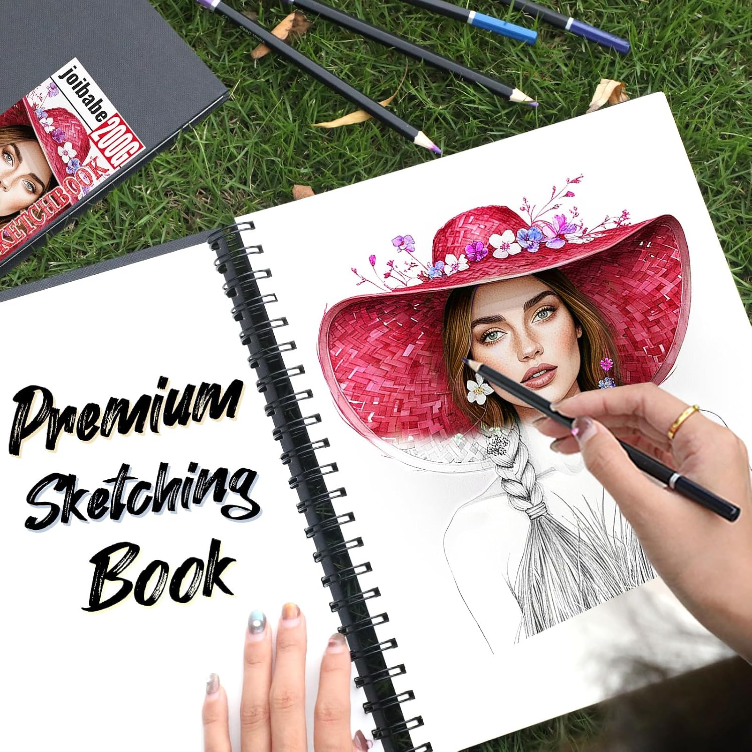 Detalle de Joibabe A5 Sketch Book: Hardcover Spiral, 200gsm, 40 Sheets