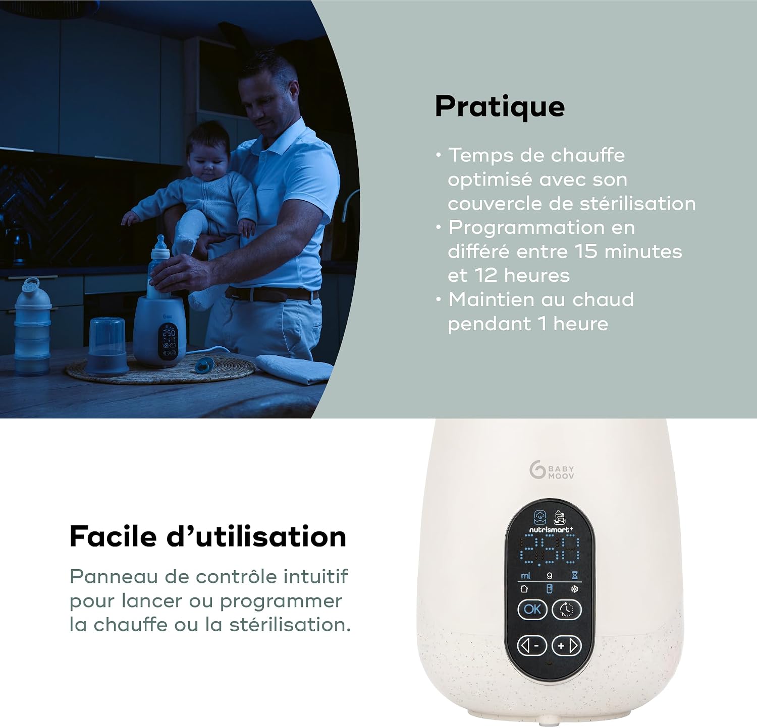 Thumbnail 4 de Babymoov Chauffe Biberon Nomade et Stérilisateur NutriSmart(+) – Portable, pratique et programmable