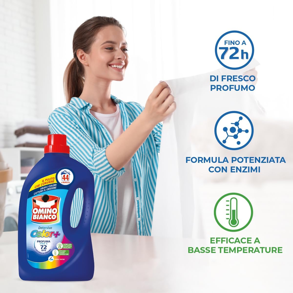 Thumbnail 3 de Omino Bianco Detersivo Lavatrice Liquido Color+ 105 Lavaggi – Formula Color+ per Capic Colorati