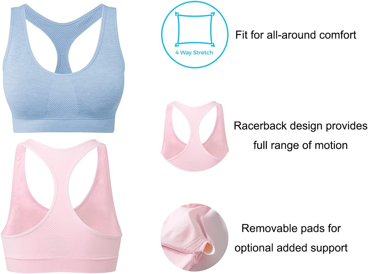 Detalle de SEGRILA Women’s Sports Bras Multipack: Padded Racerback for Light to Medium Impact Workouts