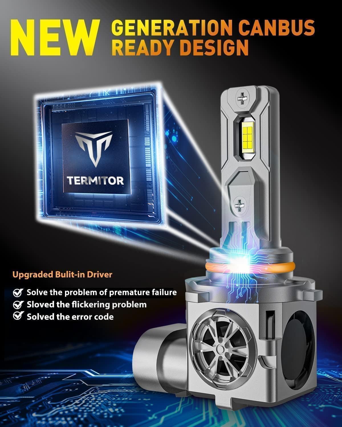 Detalle de Termitor Latest Premium H11 9005 Combo Fog Light Bulbs (Pack of 2) – 150,000LM, 6500K Daylight White, IP68, 80,000hrs+