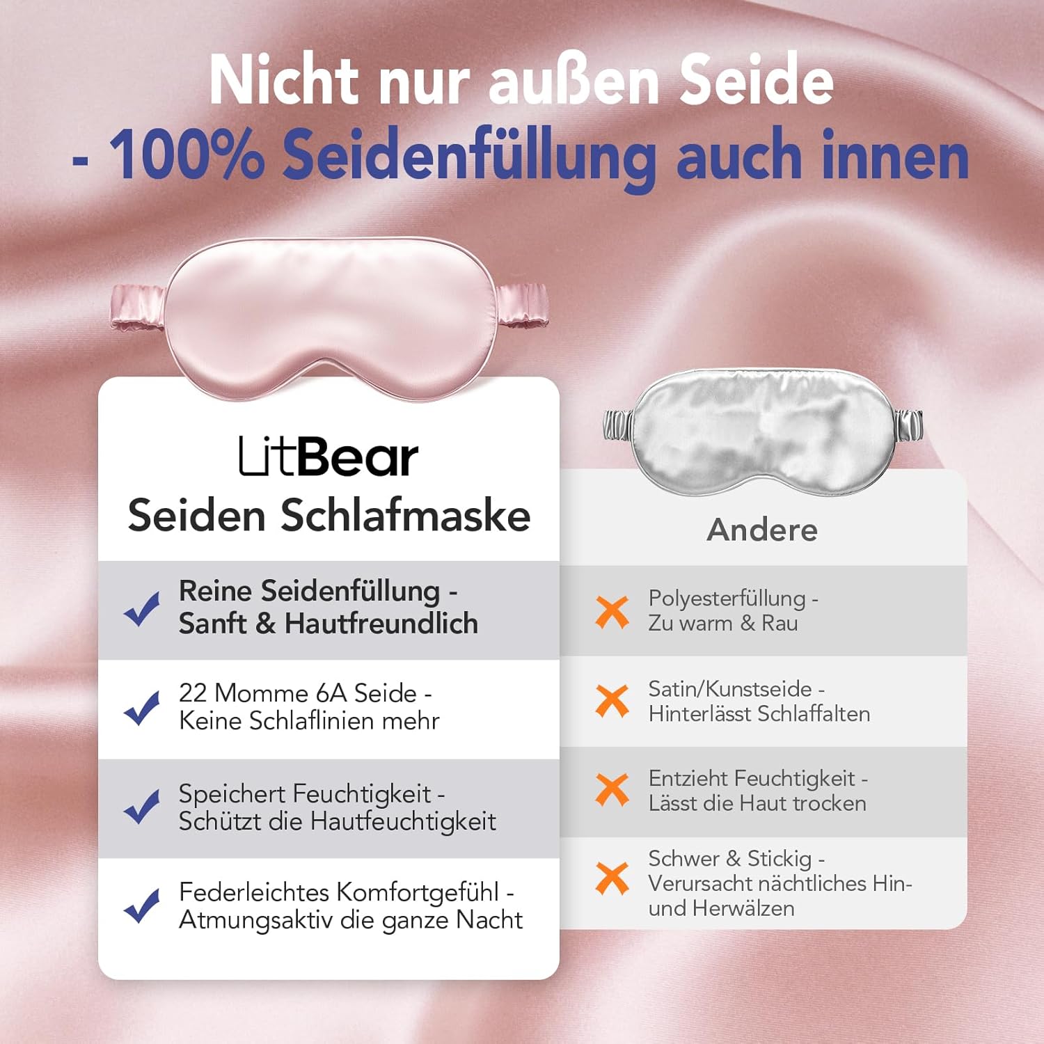 Thumbnail 2 de LitBear Schlafmaske Seide für Seitenschläfer